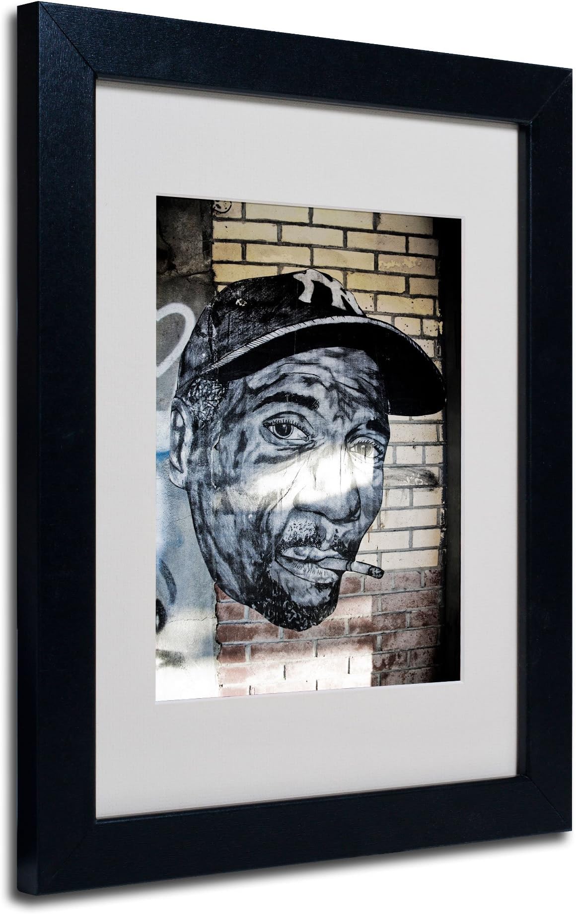 Hiphop Yankee Fan Pop Art by Yale Gurney Canvas Art, 11 by 14-Inch, Black Frame