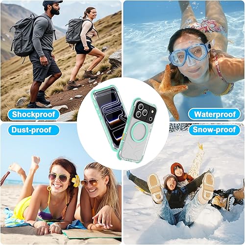 Miniatura 7 de Funda impermeable para iPhone, IP68, a prueba de golpes, a prueba de polvo, con protector de pantalla integrado, funda protectora de cuerpo completo