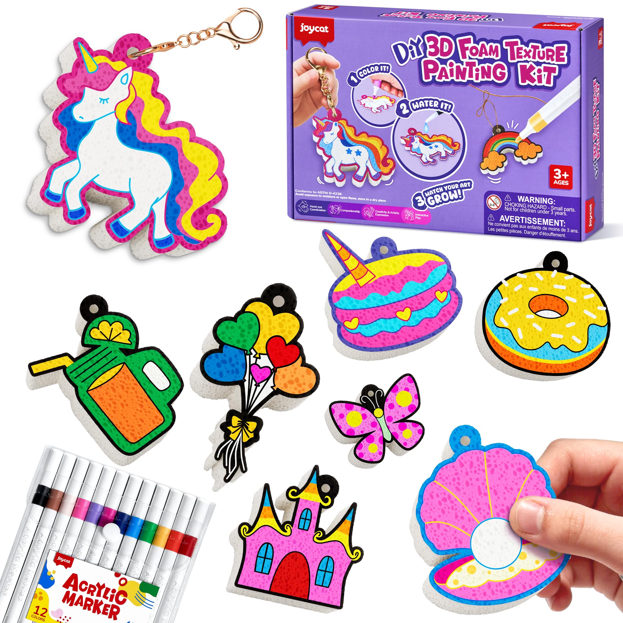 JoyCat Kit de Loisirs Créatifs, Kit de Peinture à Texture Magique Princesses & Licornes, Peinture et Bricolage Sans Salissures, Activité Manuelle Cadeau Fille Garçons 4 5 6 7 8 9 10 Ans