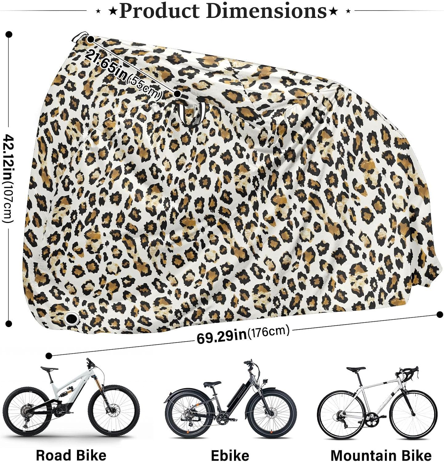 ALAZA Leopard Print Cheetah Bike Cover Waterproof Outdoor Ebike Bicycle Covers Tarp Protection for 1/2 Bikes, Sun UV Dust Wind Proof