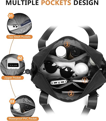 Miniatura 4 de Pequeña bolsa de gimnasio para mujer acolchada con compartimento para ropa húmeda y monedero, bonita bolsa de lona para niñas, entrenamiento,