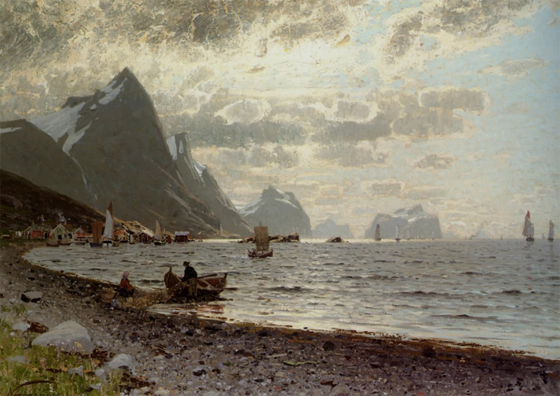 ARTXLXXBN Famous Painting Art Wall Decor Abstract Art Picture the Norwegian Fjord by Adelsteen Normann Animal Pictures for Home Decor 60x90cm