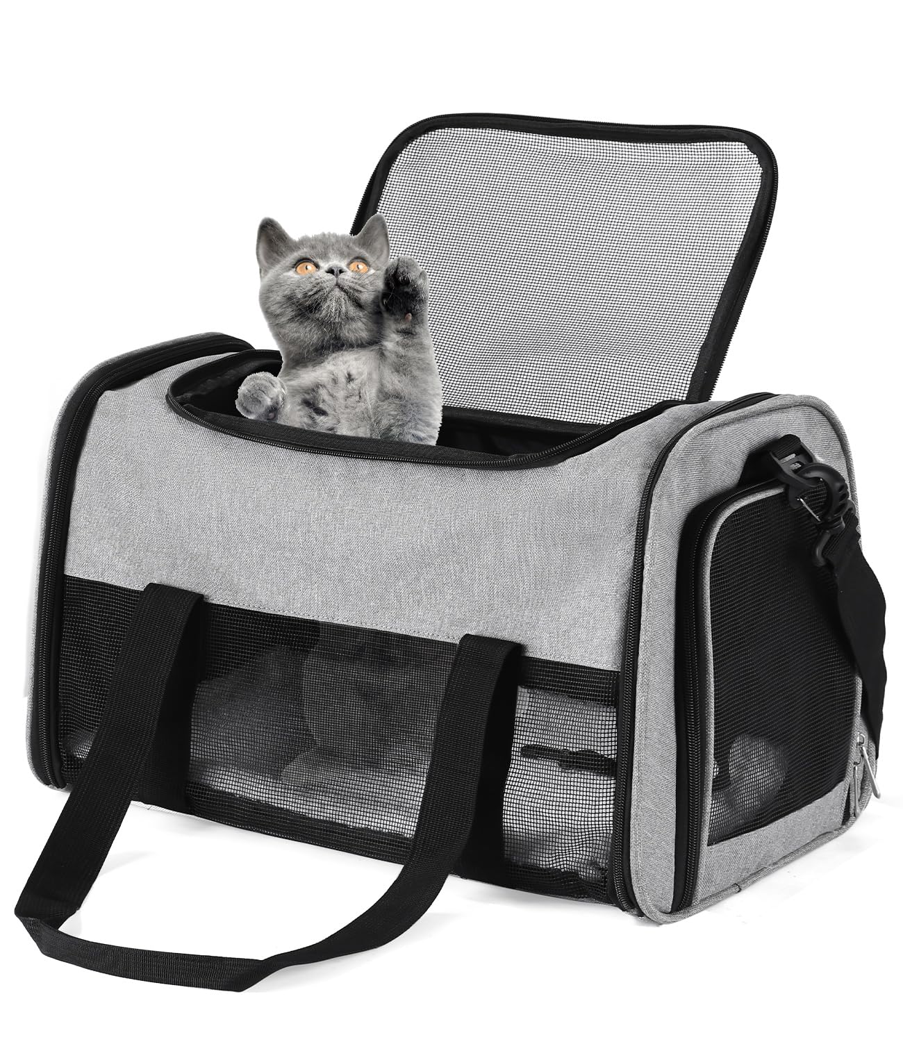 Katzentasche Transporttasche,Katzentragetasche Leicht, Belüftete Katzentransportbox für Reisen,Auto,Tierarzt, bis 6 kg,Tragbar Faltbare Haustier Tragetaschen mit Schultergurt