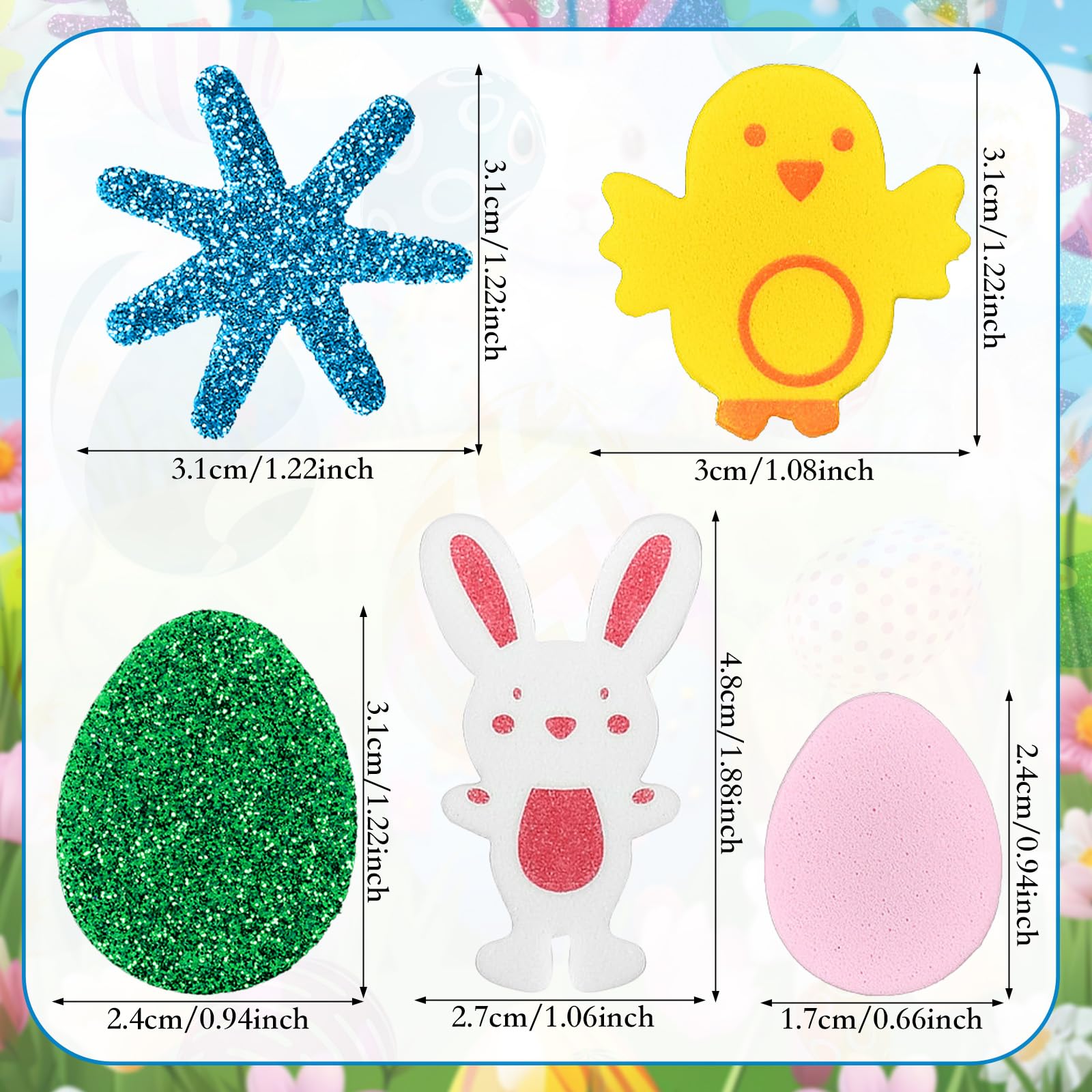 160 Autocollants Pâques Mousse Pailletée 3D - Lapins, Œufs, Poussins Pour DIY & Déco