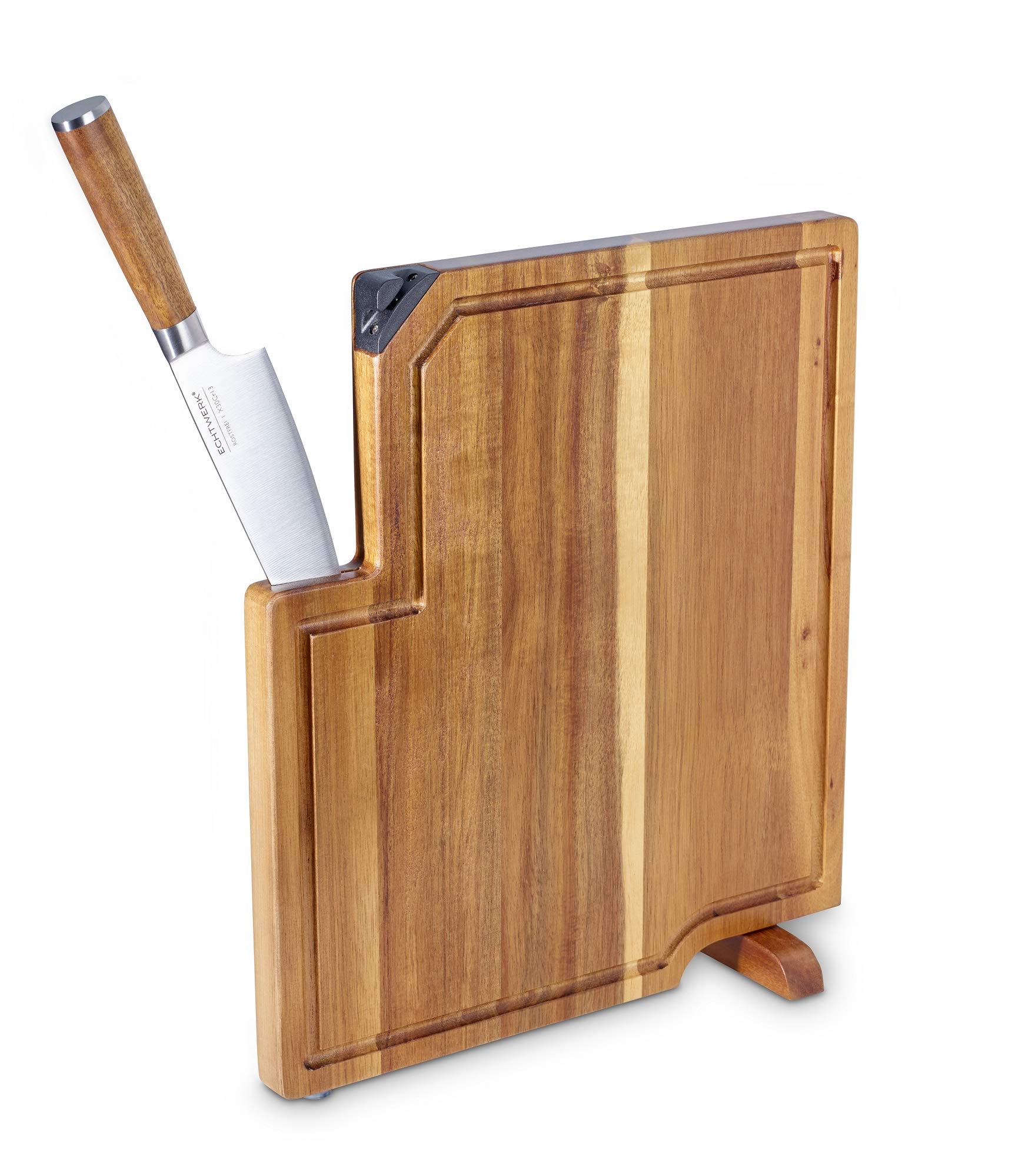 Echtwerk Juego de Cuchillos 3 en I con Tabla de Cortar de Madera de Acacia con afilador de Cuchillos Integrado