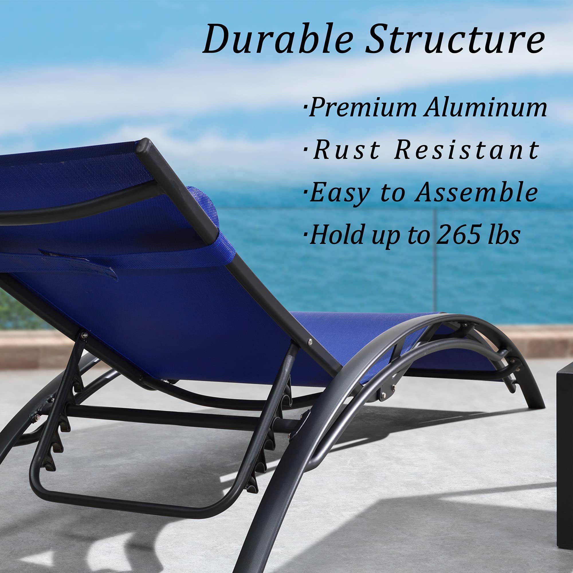 PURPLE LEAF Patio Chaise Lounge Set Outdoor Lounge Chair Beach Pool