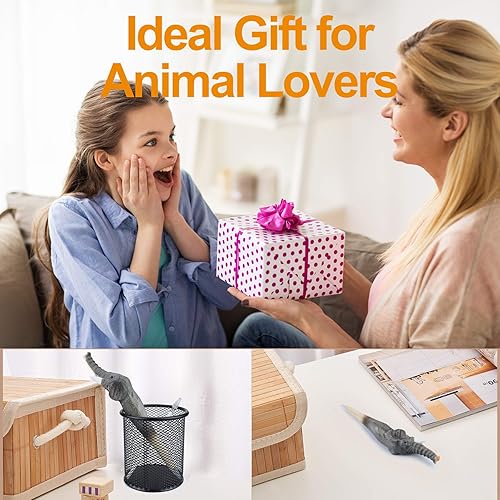 Miniatura 5 de Bolígrafo de gel de animales tallados en madera 100% hecha a mano  Elefante, lindo material escolar estacionario, suministros de oficina, bolígrafo