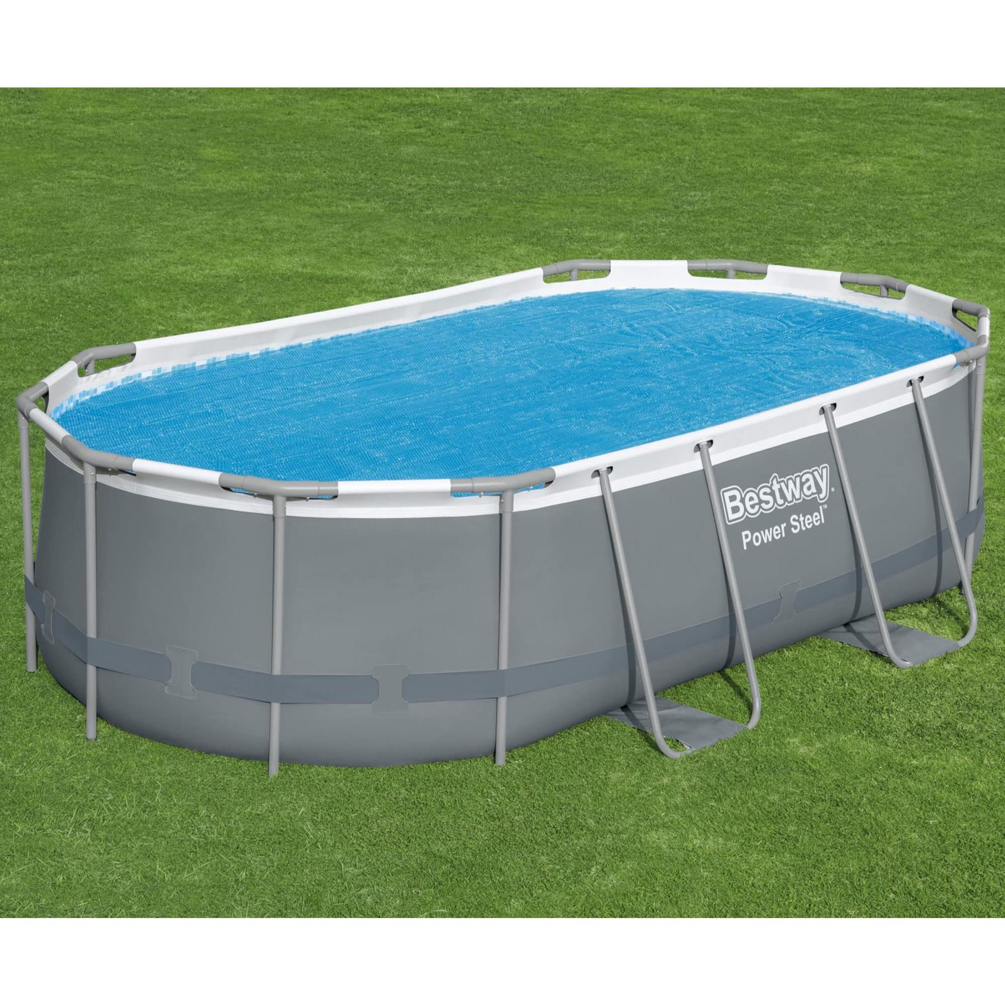 Bestway Flowclear Bâche Ovale à Chaleur Solaire pour piscines Hors Sol et creusées Bleu 4,3 x 2,4 m 5,1 cm (Housse Uniquement)