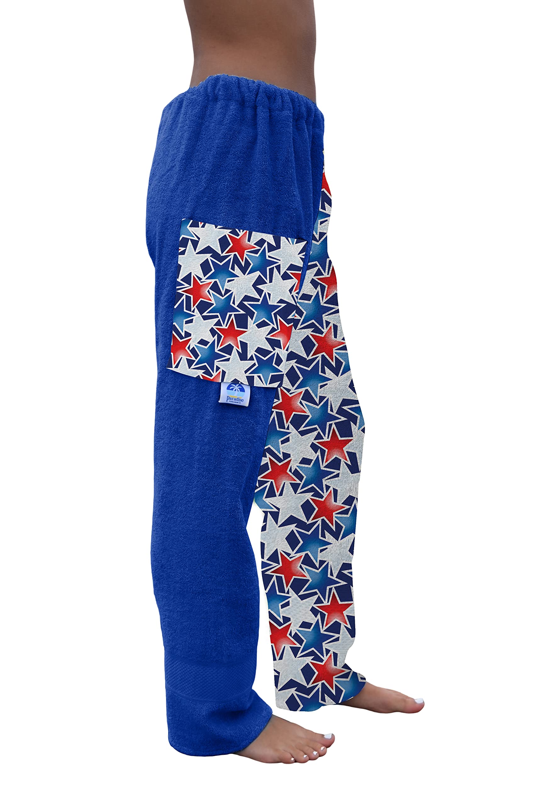 Handtuchhose Für Schwimmer – Patriotische Sterne, Aus Baumwoll-Frottee | Strand-Überwurf, Resort-Bekleidung Für Erwachsene