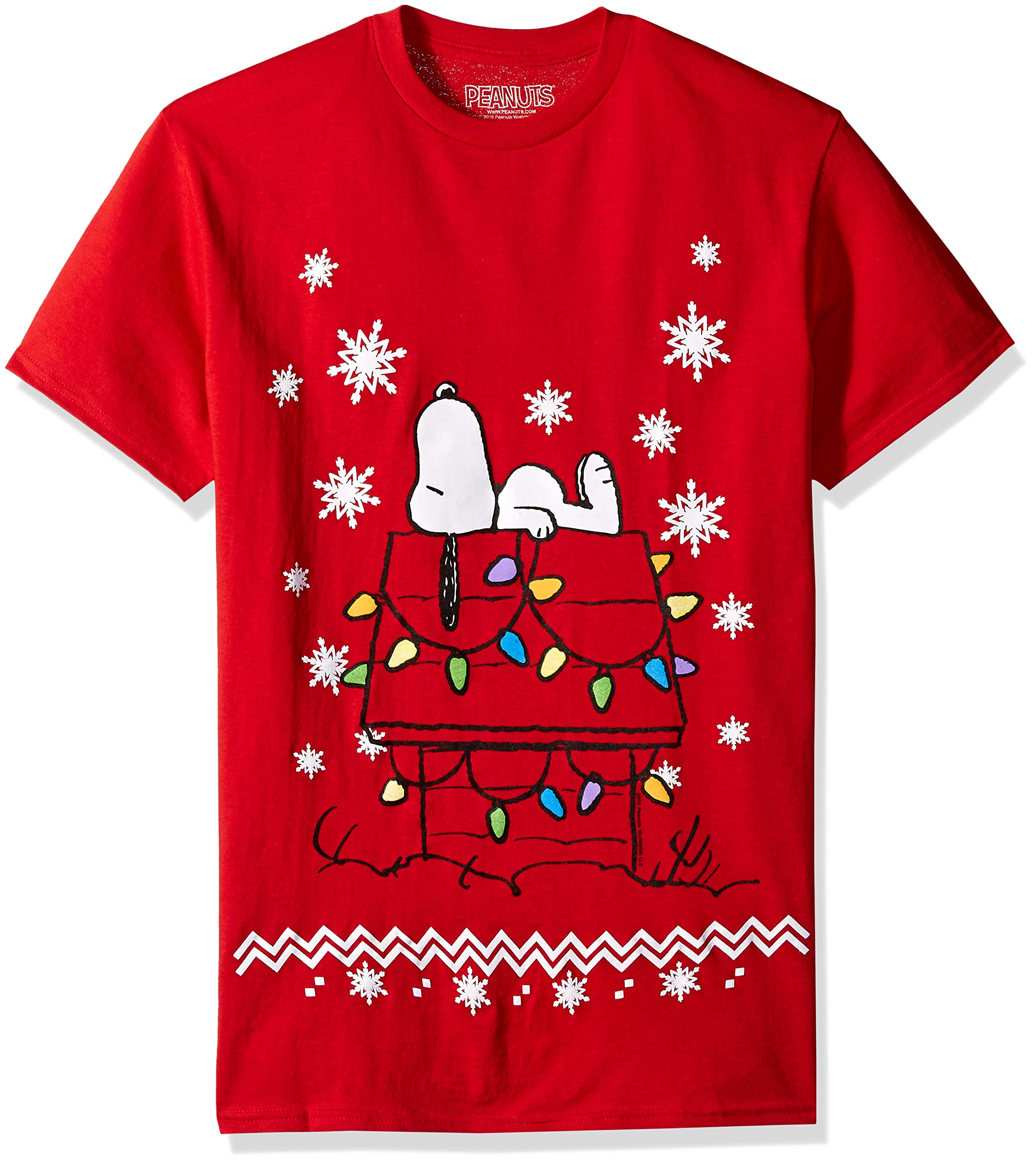 Peanuts Men's Snoopy Christmas Lights House T Shirt