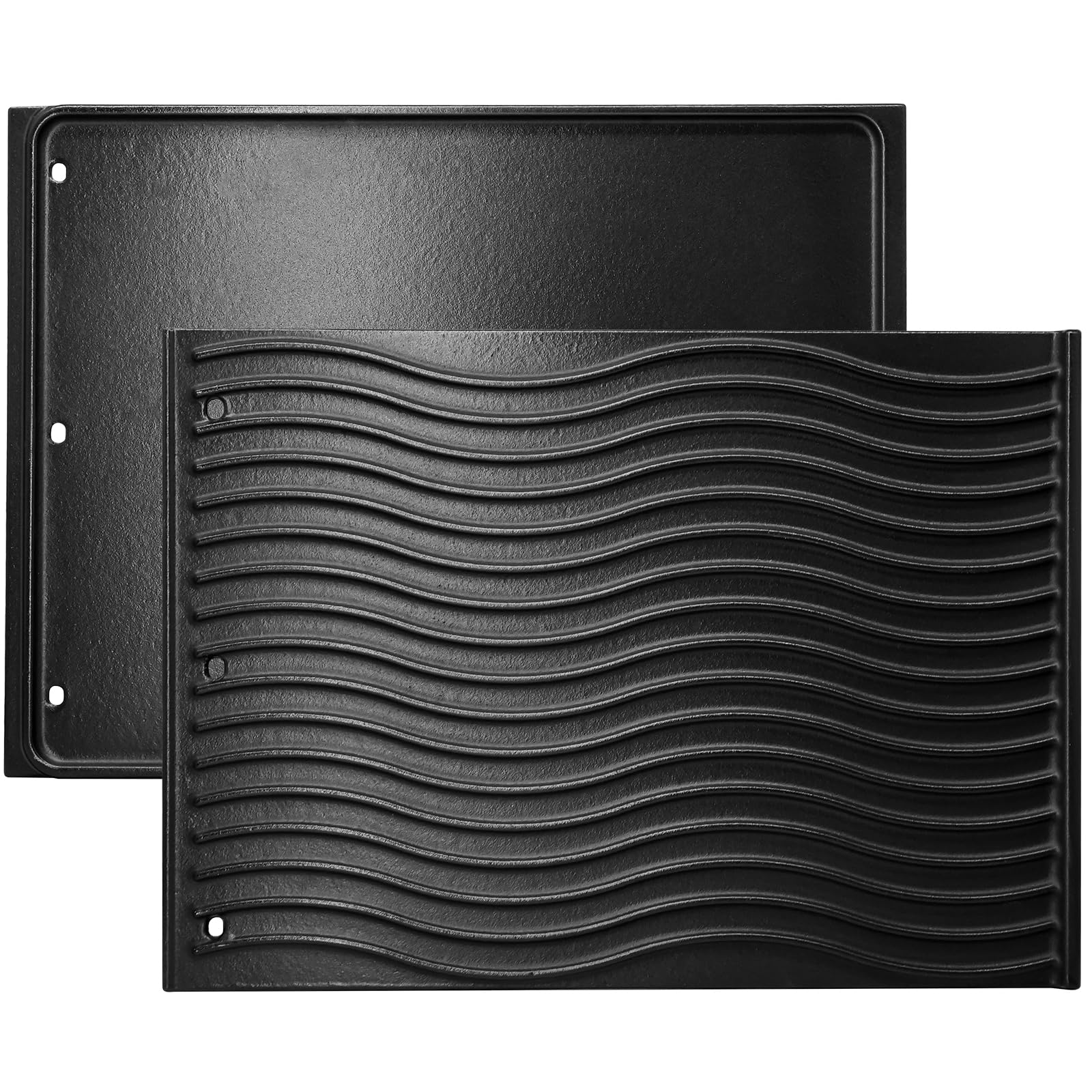 Hiorucet Cast Iron Rectangular Griddle Plate, Black, 17.75" L x 13" W x 0.75" H, Reversible, Non-Stick, For Napoleon Prestige, PRO, LEX, Built-In Series & More