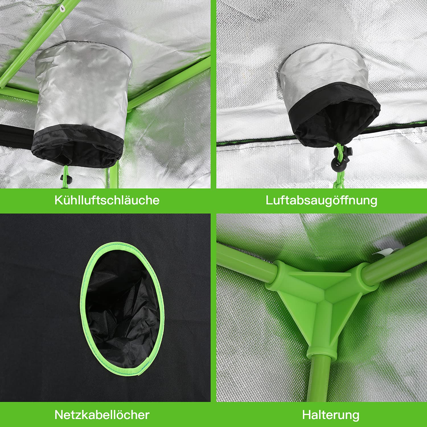 Grow Tent Growzelt 120x60x180cm, Lichtdicht und Wasserdicht Growschrank mit Beobachtungsfenster, Luftig Gewächshaus Growroom für Homegrowing, Indoor-Anbau