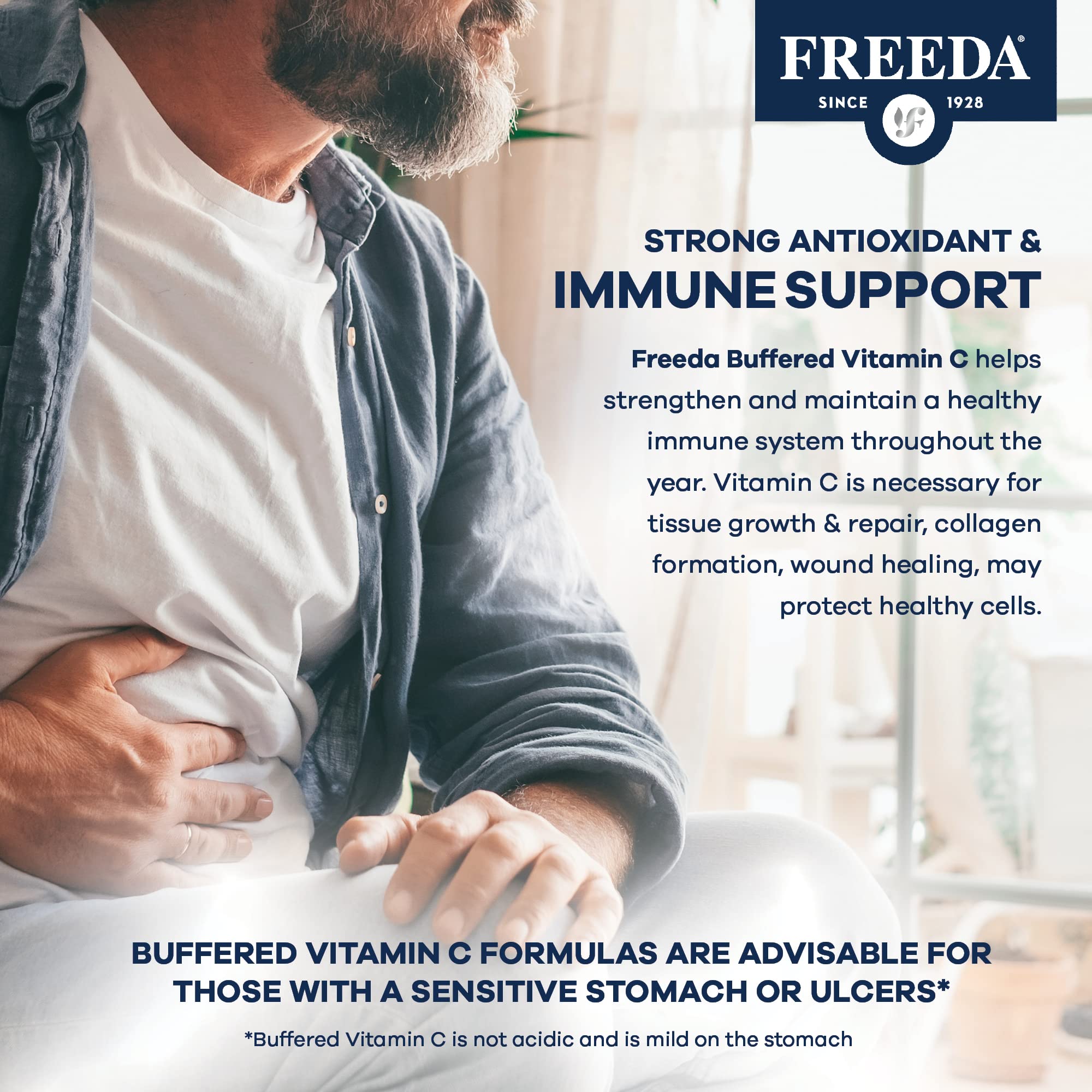 FREEDA Buffered Vitamin C 500mg for Immune Support – 100 Capsules — Amazon image 6