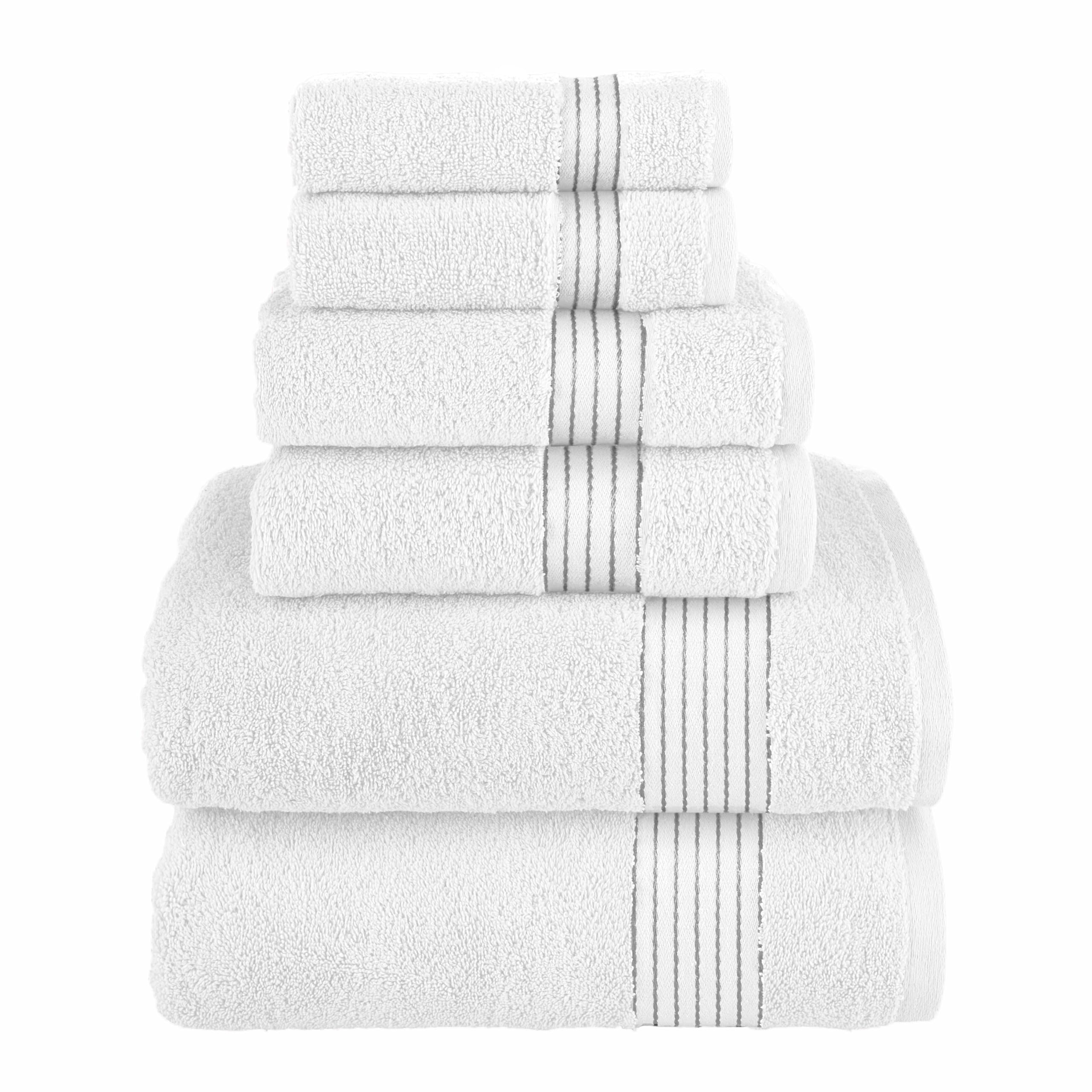 Elegant Comfort Premium Cotton 6-Piece Towel Set, Includes 2 Washcloths, 2 Hand Towels and 2 Bath Towels, 100% Turkish Cotton - Highly Absorbent and