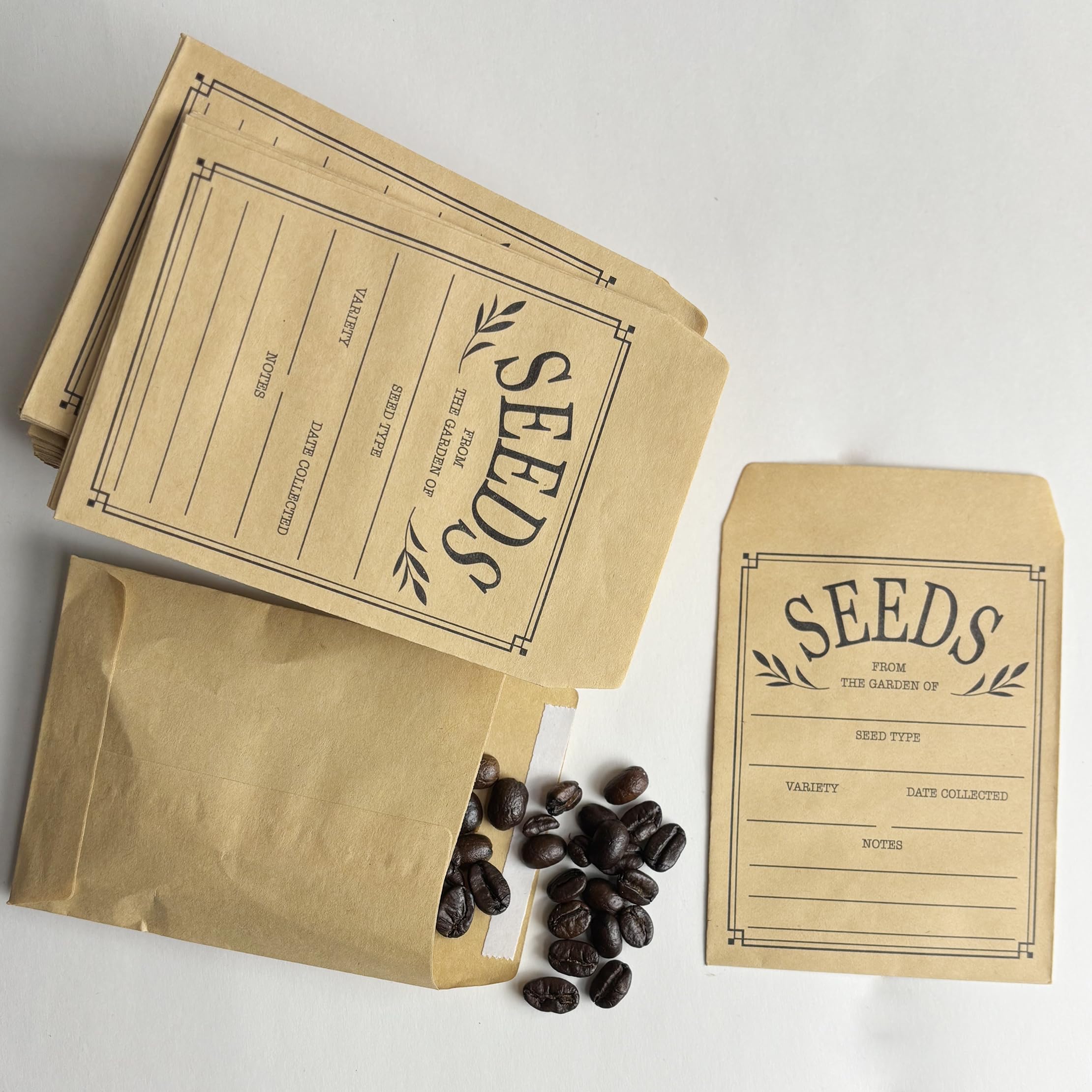 Paper Seed Packets- 100Pcs Self-Adhesive Resealable Seed Envelopes for Easy Storage of Vegetable &amp; Flower Seeds – 3.1x4 Inch Paper Seed Saving Envelopes