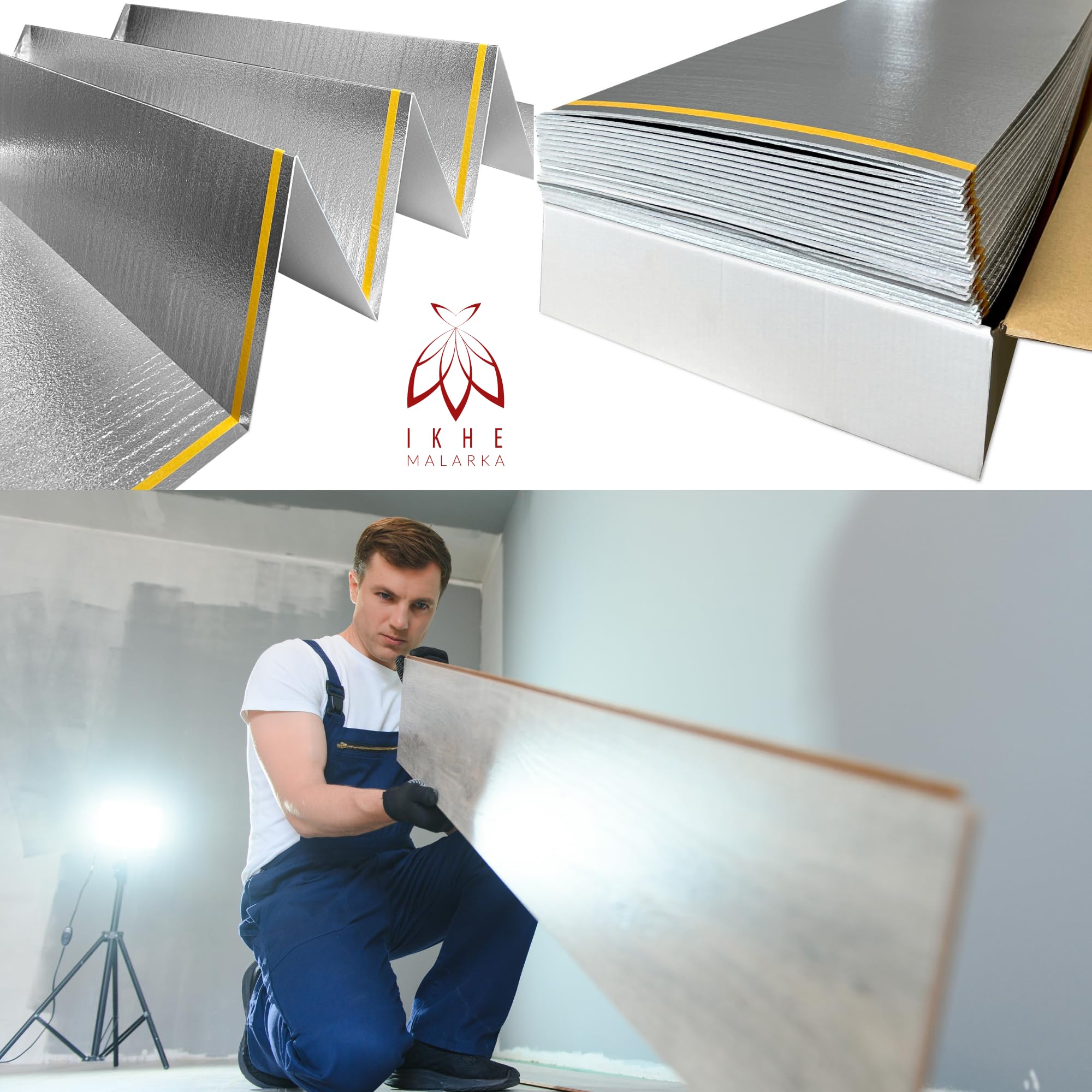 40 m², suelo de vinilo LVT, 1,5 mm, aislamiento acústico, aislamiento térmico, aislamiento acústico ≤ 400 kPa (10 m² x 4)