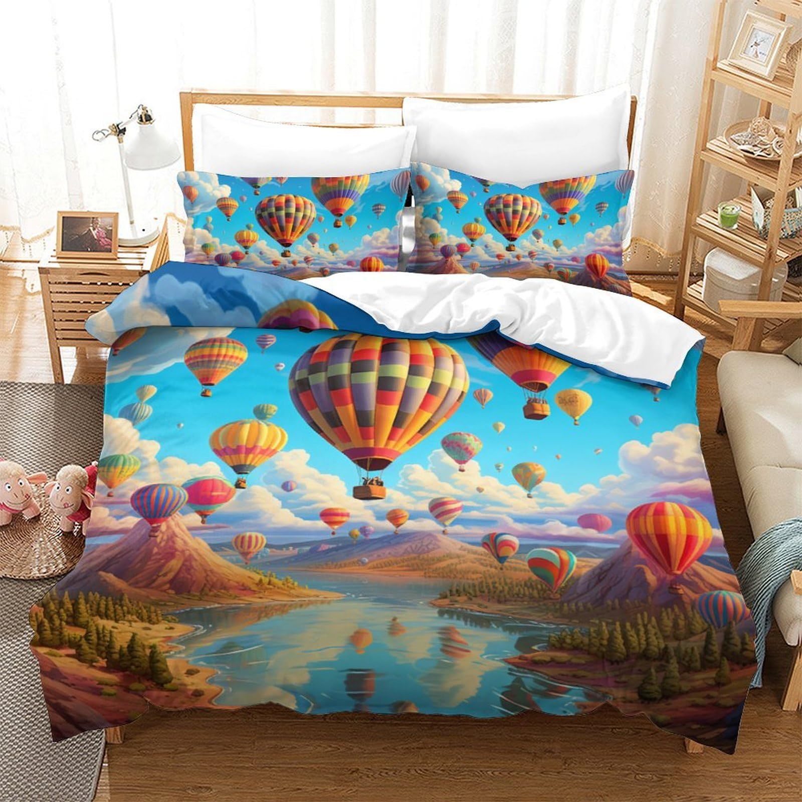 Housse de couette 3D ballon à air chaud literie confortable pour toute la famille
