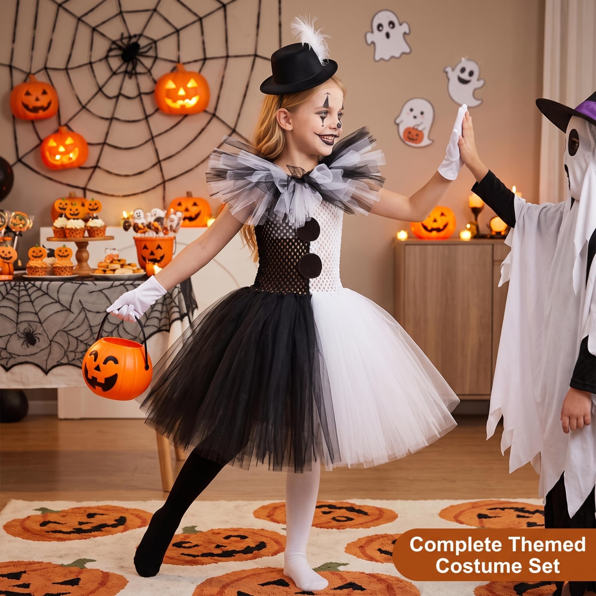 Set costume da clown per bambini Completo completo 31, 5-35, 43 pollici | Design classico da clown, accessori completi, comodo tulle, ideale per Halloween e travestimenti