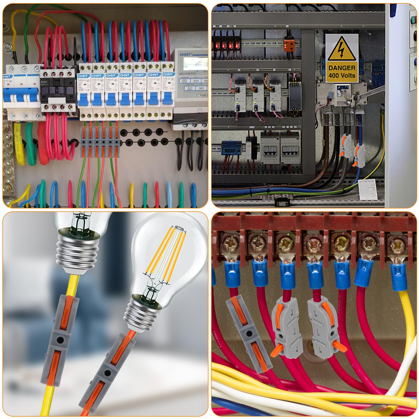 35 Pezzi Connettori Elettrici Rapidi con Polo, 1 Filo 2 Entrate Morsettiera elettrica， cavi elettrici connettore morsetti elettrici rapidi connettori per Cavi Combinabili Liberamente