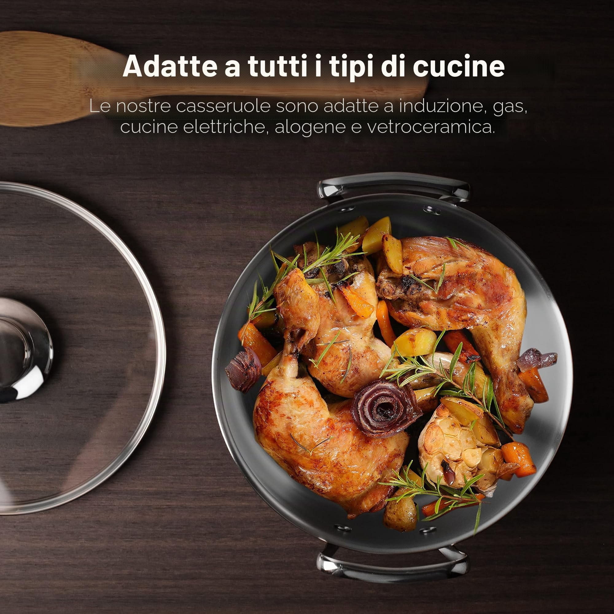 Smart MasterPRO - Batteria da cucina - Set da 6 a 6 a 20, 24 e 28 cm di vetro - prodotto in acciaio inossidabile - padelle da cucina - compatibile con tutti i tipi di cucine