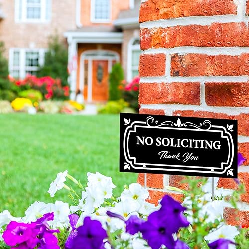 Miniatura 5 de Letreros de No Soliciting para el hogar, letrero de patio con estacas de metal largas, 5.5 x 11.8 pulgadas, chapa de aluminio de 5.5 x 11.8