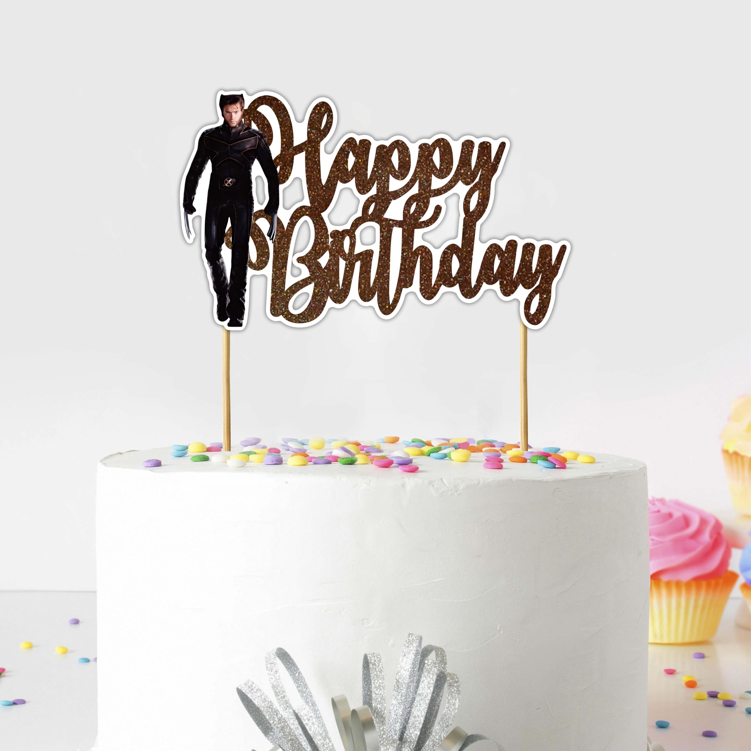 X-Mn Happy Birthday Cake Topper - Birthday Decorations.