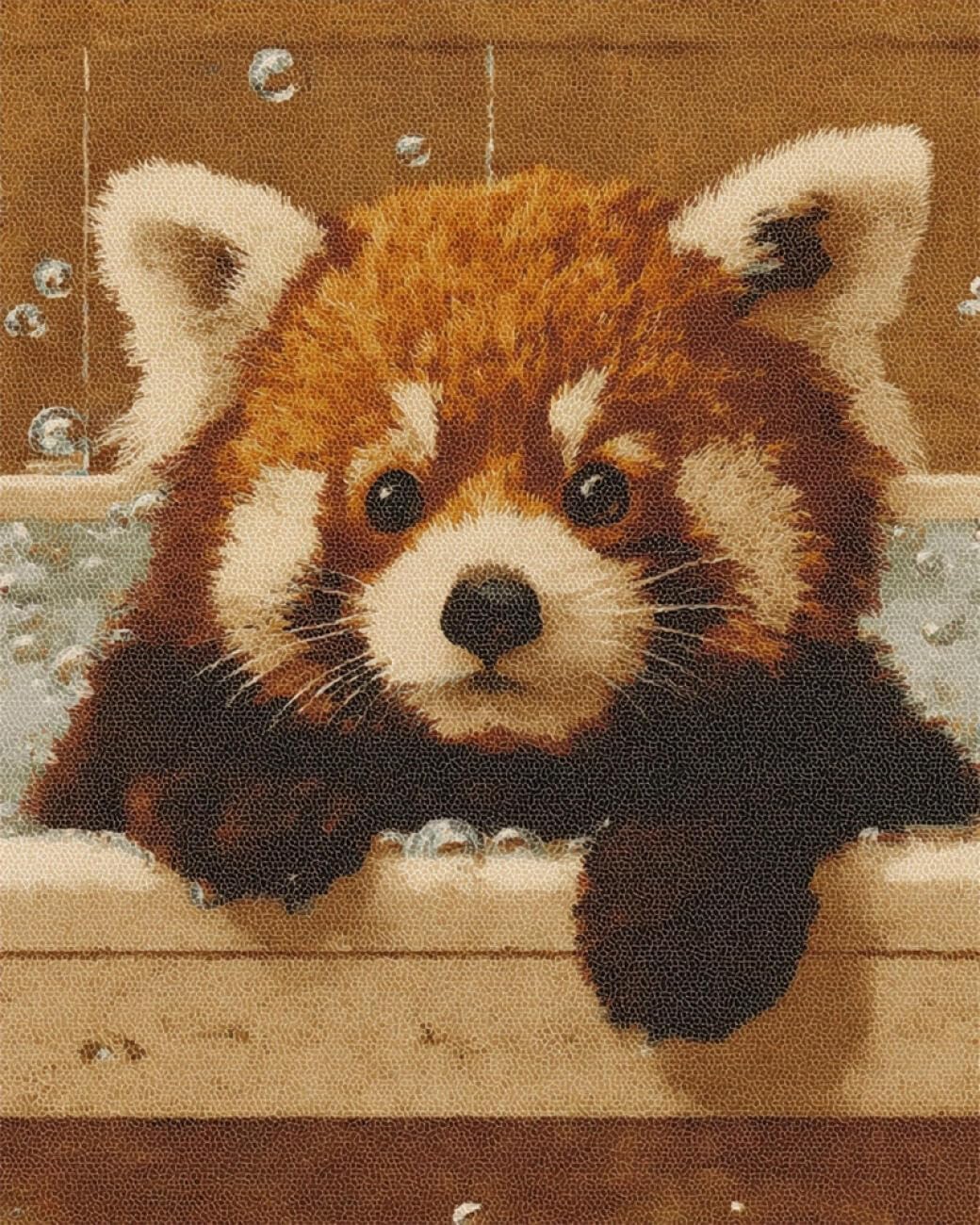 Henypt DIY Latch Hook Rug Kits The Little Panda Taking a Bath 80x115cm