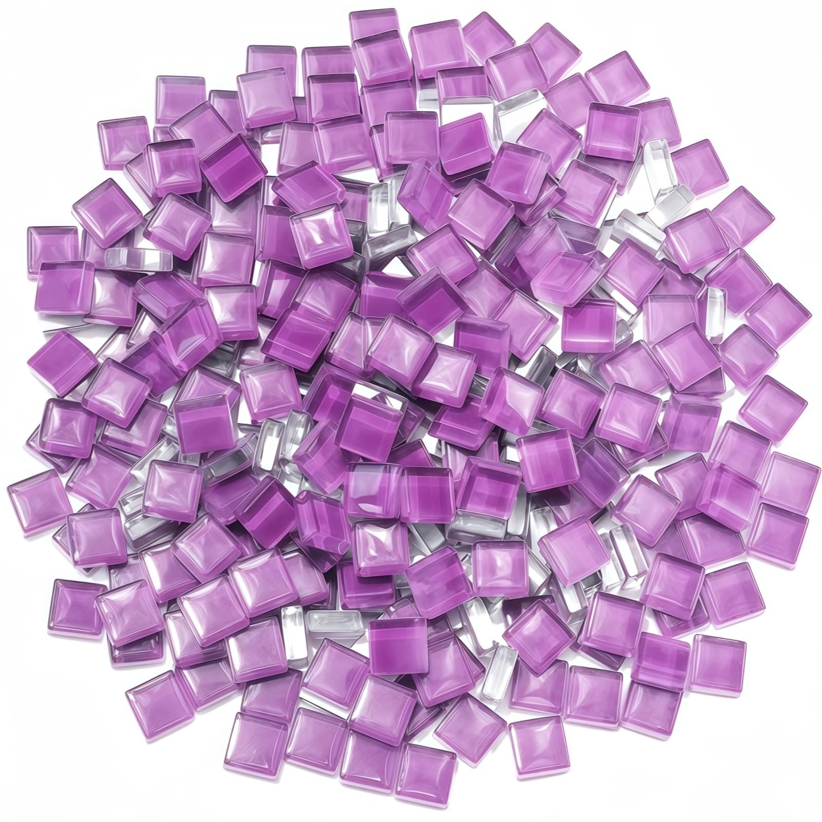ZWCT 200g / 240 Pieces Square Colored Glass Mosaic Tiles, DIY Creative Glass Mosaic Tiles, Suitable for DIY Crafts, Plates, Flower pots, vases, Cups,