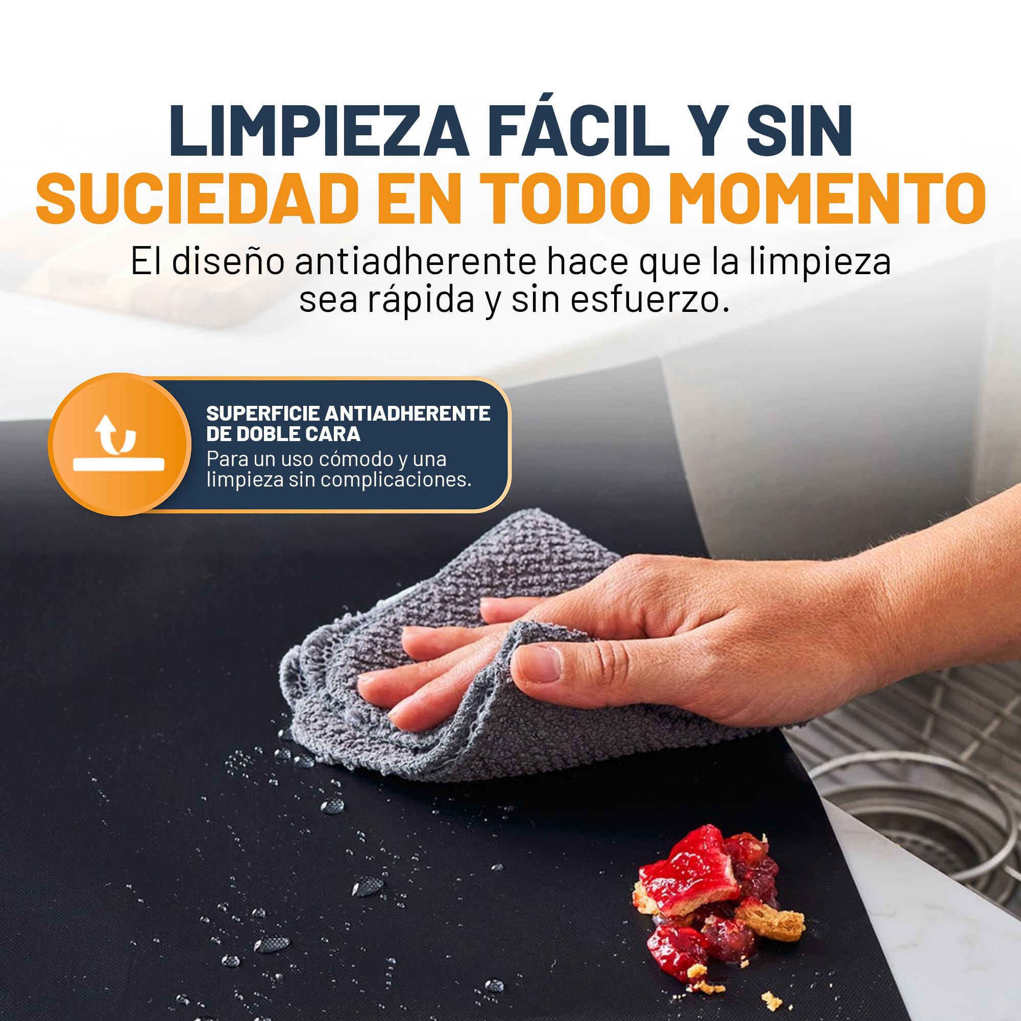 Linda's Essentials Protector Horno Interior (2 Unidades) – Alfombrilla Horno Reutilizable 32x50 cm, Protector de Horno Antiadherente, Revestimiento Horno Universal, Fácil de Limpiar – Negro — view 9