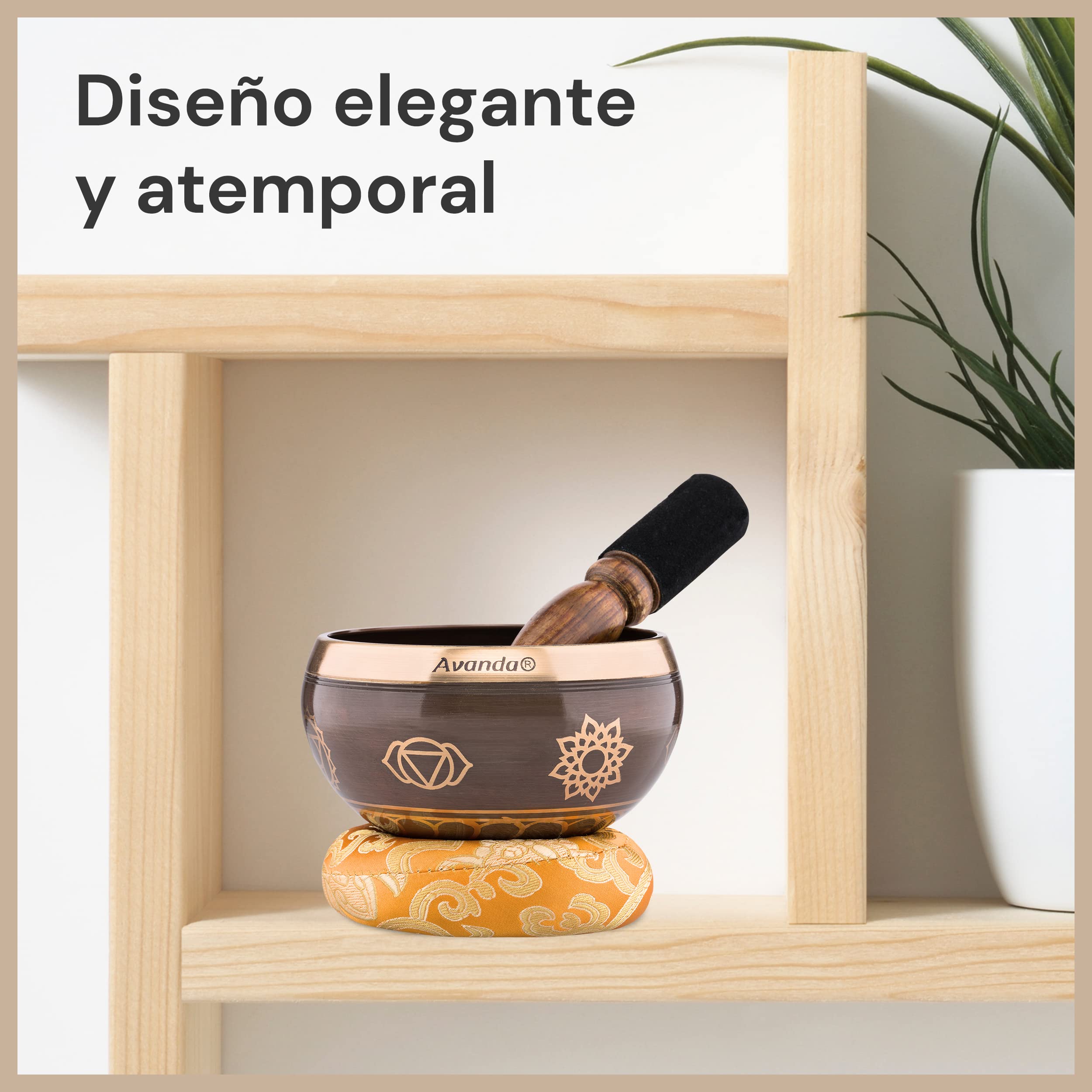 Juego de Cuenco Tibetano Chakra para Yoga, Meditación y Relajación - Cuenco Tibetano Pintado a Mano Ø 10 cm, Mazo Doble con Fieltro y Cuero, Cojín Anular, Bolsa e Instrucciones