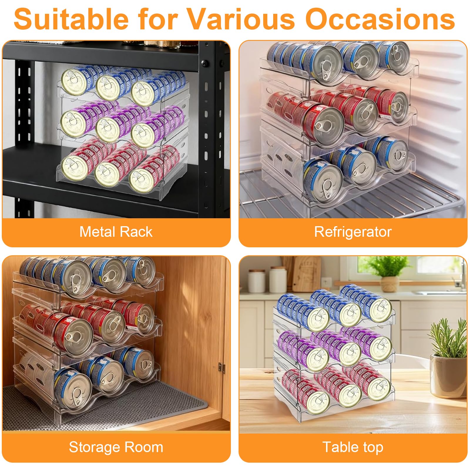 Organizador de Alimentos para Gatos, Organizador de Latas de Comida para Gatos para Despensa Estante de Almacenamiento de Alimentos Húmedos para Nevera, Armario, Cocina (3 Capas)
