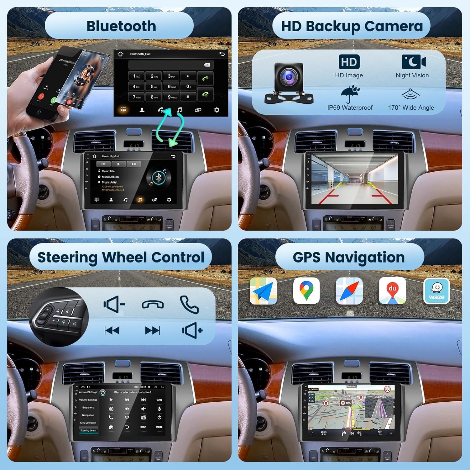 2G+64G Car Radio Stereo with HiFi Audio for Lexus ES250 ES300 ES330 2001-2006, Wireless CarPlay/Android Auto 9 Inch HD Touch Screen Android 13 GPS WiFi Bluetooth FM/RDS EQ HD Backup Camera