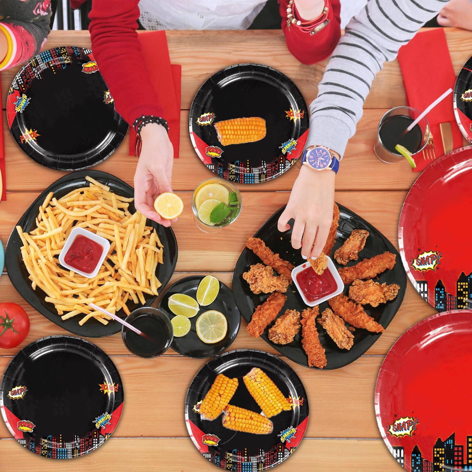 Spider Birthday Party Supplies - 40pcs Spider Party Plates Disposable Paper Plate for Kids Boys Birthday Party Supplies Spider Theme Party Decorations for 20 Guests, Red Black