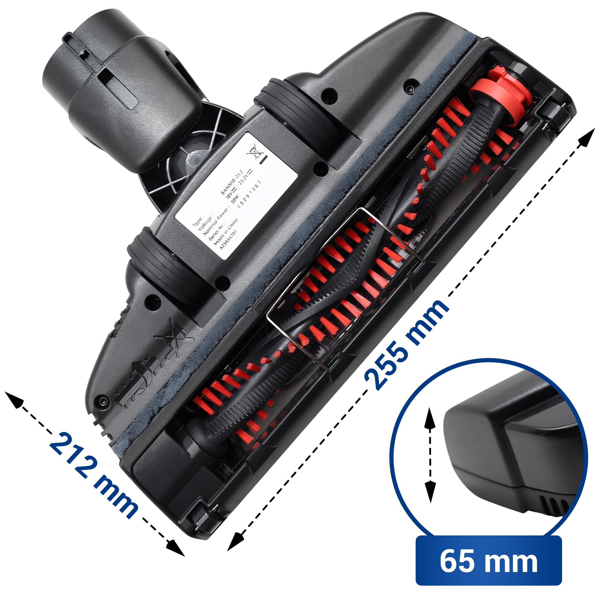 VIOKS Boquilla de suelo de repuesto para aspiradora AEG Electrоlux 140188845055 | Turbo Cepillo 255 x 212 x 65 mm para QX6 QX7 QX8 WQ6 WQ7 WQ8 WellQ7 WellQ8