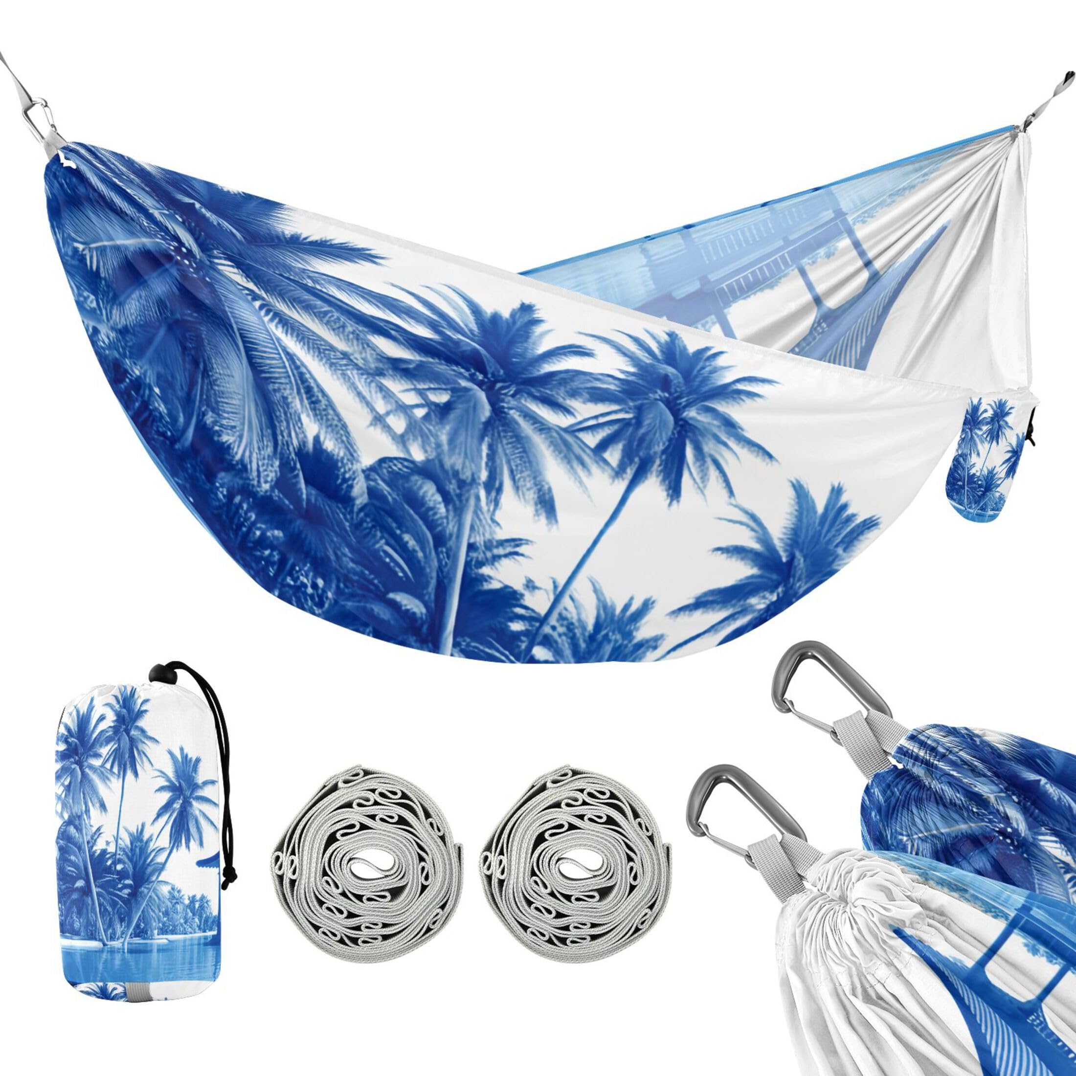 Takiito Landscape of Beach Hammock 330 lb Capacity Travel Camping Hammock with Tree Straps, Portable Lightweight for Outdoor Beach Backpacking Backyard Patio