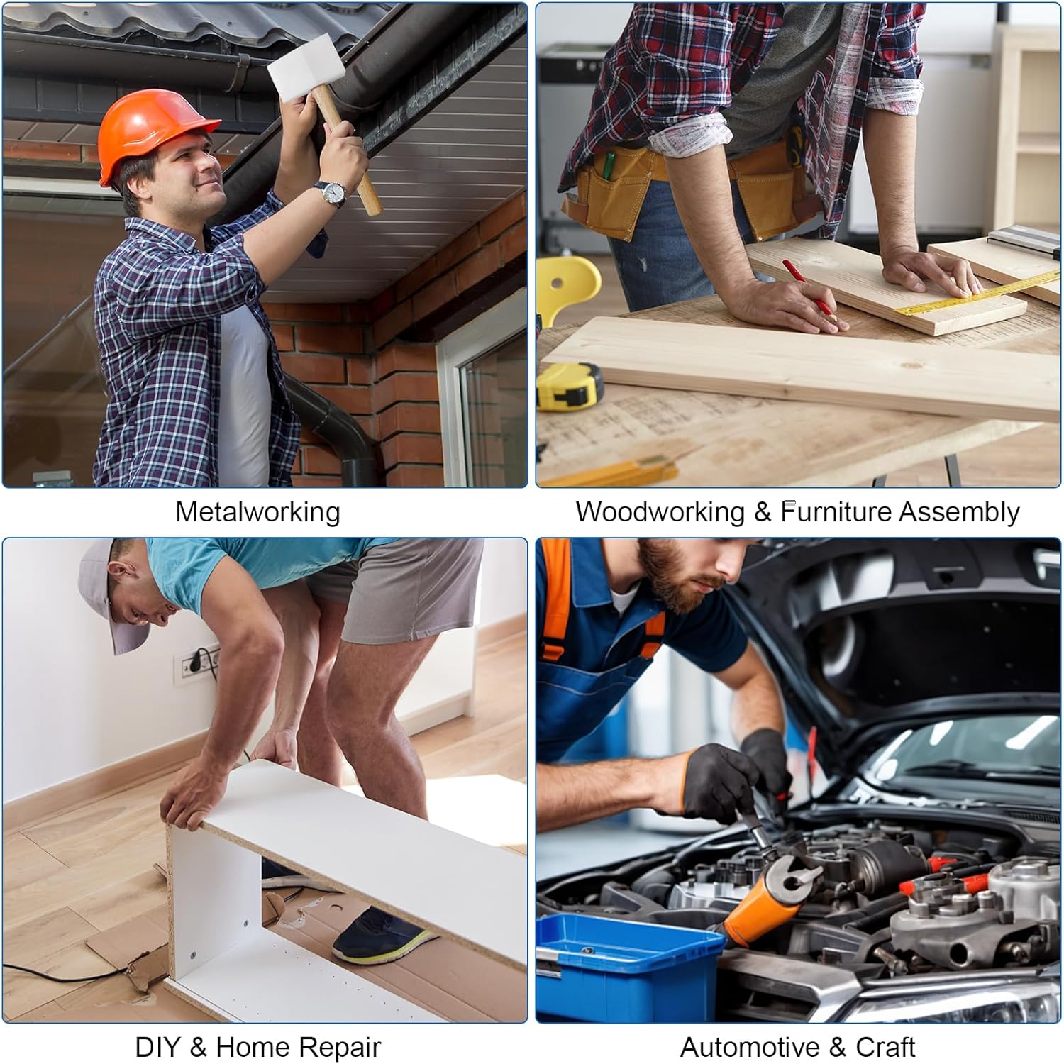 Dead Blow Nylon Hammer for Metal Roofing, Non-Marring Square Face Mallet with Solid Wood Handle, Lightweight Sheet Metal Tool for Standing Seam Roof Panel Bending and Corner Work (White)