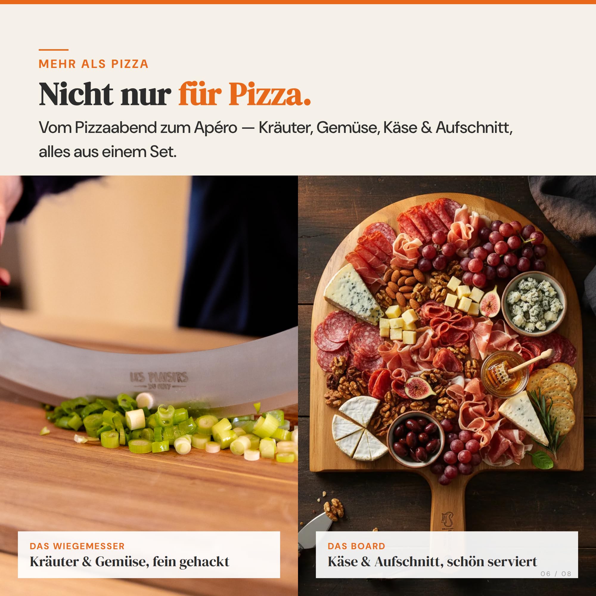 Pizza-Set: Pizzaschneider 30,5 cm & Pizzaschieber Holz Akazie