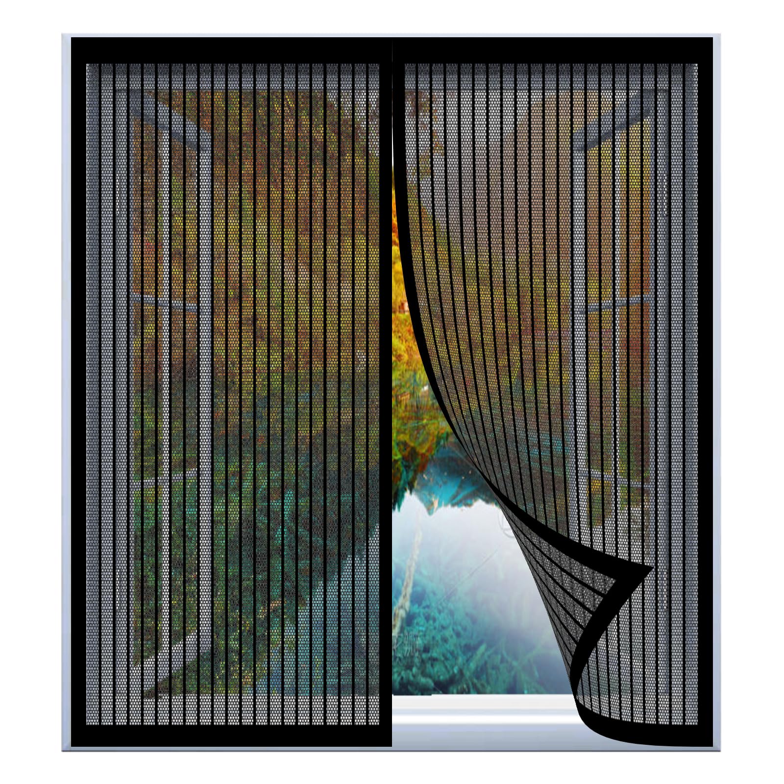 Yuanwan Black Window Pollen Screen 95 X 55 Cm Easy Installation No Drilling Or Screwing Magnetic Curtain For Fly Proof Window Door For Windows Nets To Keep Bugs Out,