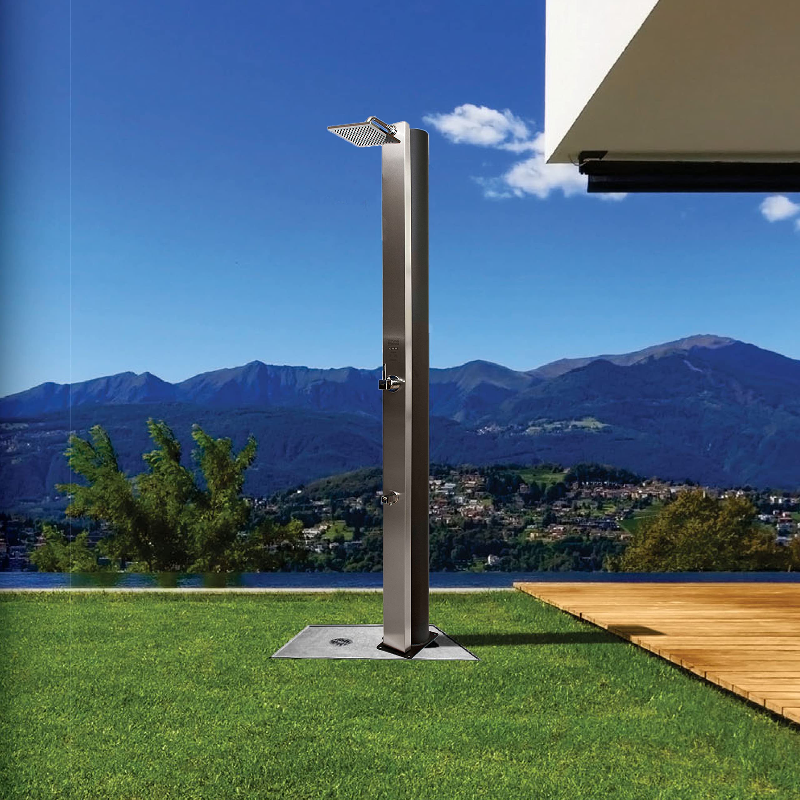 Solardusche 40 L, extra große Füllmenge, Gartendusche Aluminium, Solardusche Garten mit Fußdusche, Gartendusche Solar für Warm- und Kaltwasser, Gartendusche Aussendusche Edelstahl