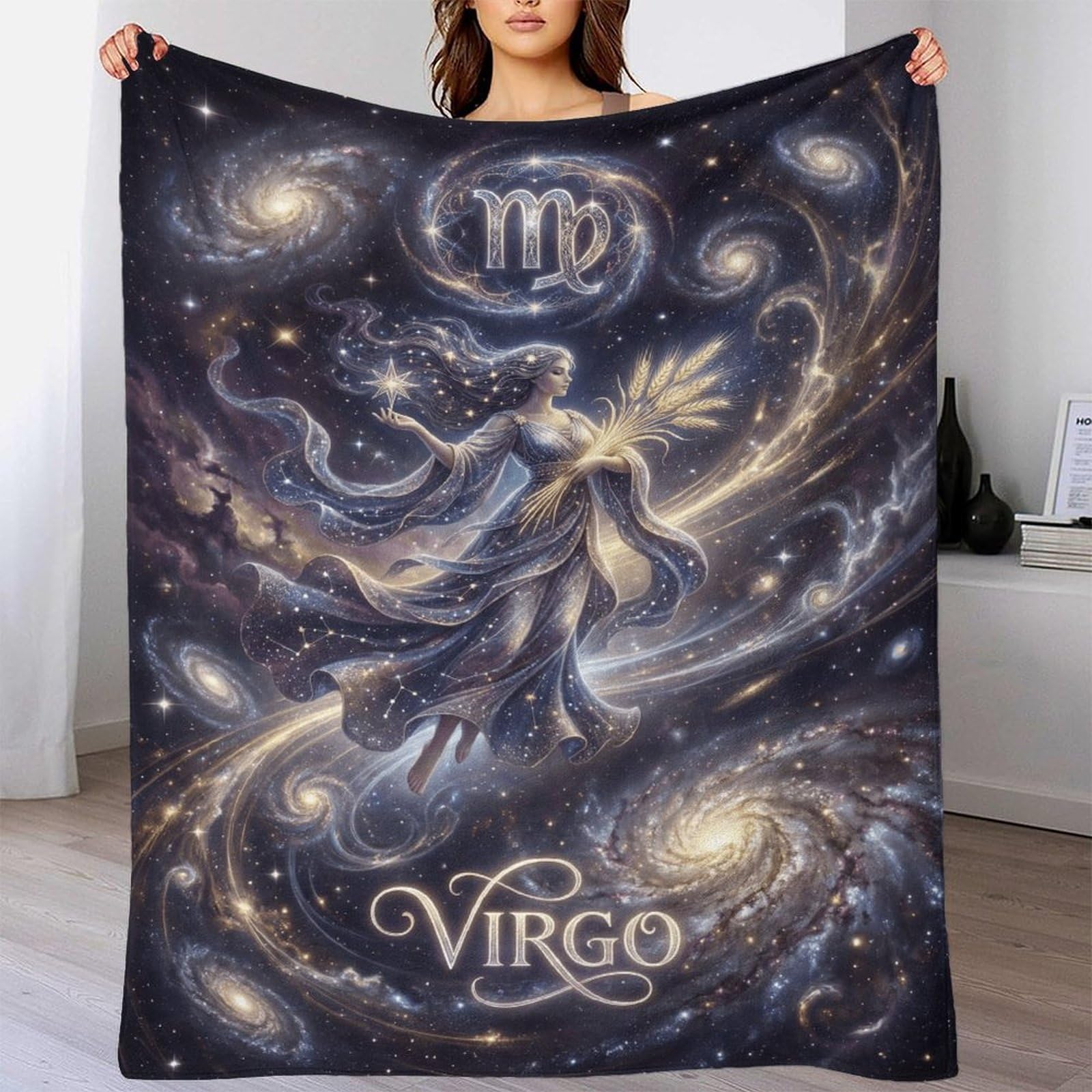 W7C8U2X3 Virgo Zodiac for for Flannel Throw Blanket, Sofa Living Room