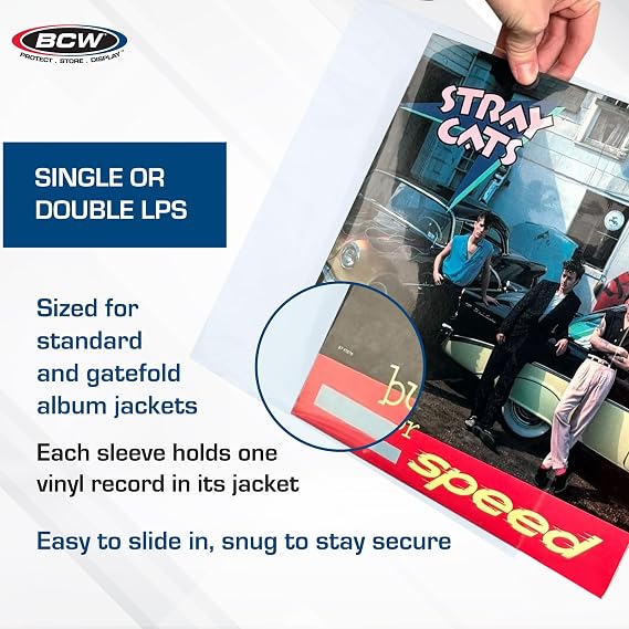 BCW 12-Inch Outer Sleeves 50 Pack | Clear 2 Mil Polypropylene | Acid-Free Archival Quality for 33 1/3 RPM Album Covers | Ideal for Collectors