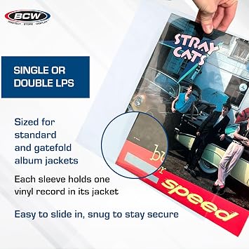 BCW 12-Inch Outer Sleeves 50 Pack | Clear 2 Mil Polypropylene | Acid-Free Archival Quality for 33 1/3 RPM Album Covers | Ideal for Collectors