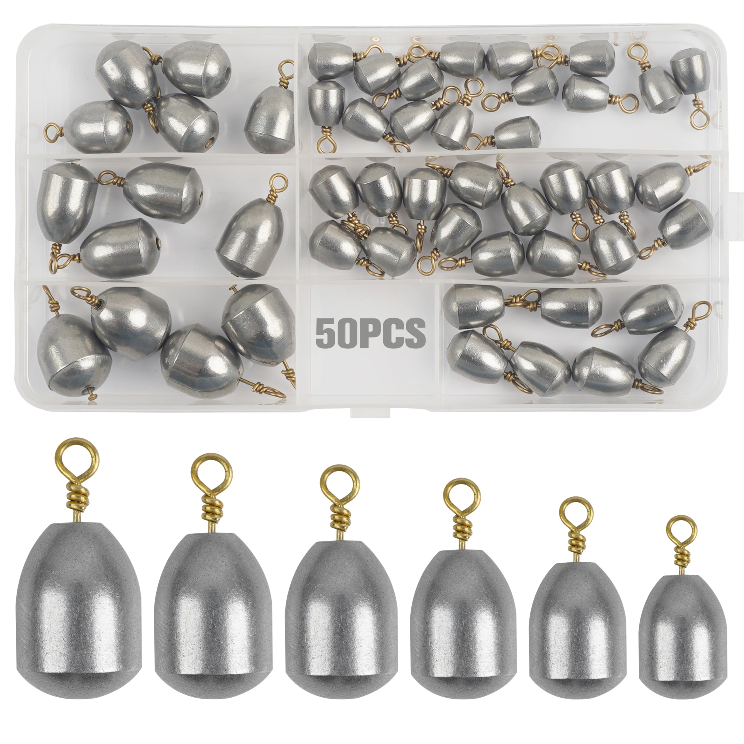 Iron Fishing Weights Sinkers Kit,19pcs/50pcs Bass Casting Sinker Weight Bell Sinkers Water Drop Weights Assorted for Saltwater Freshwater Fishing