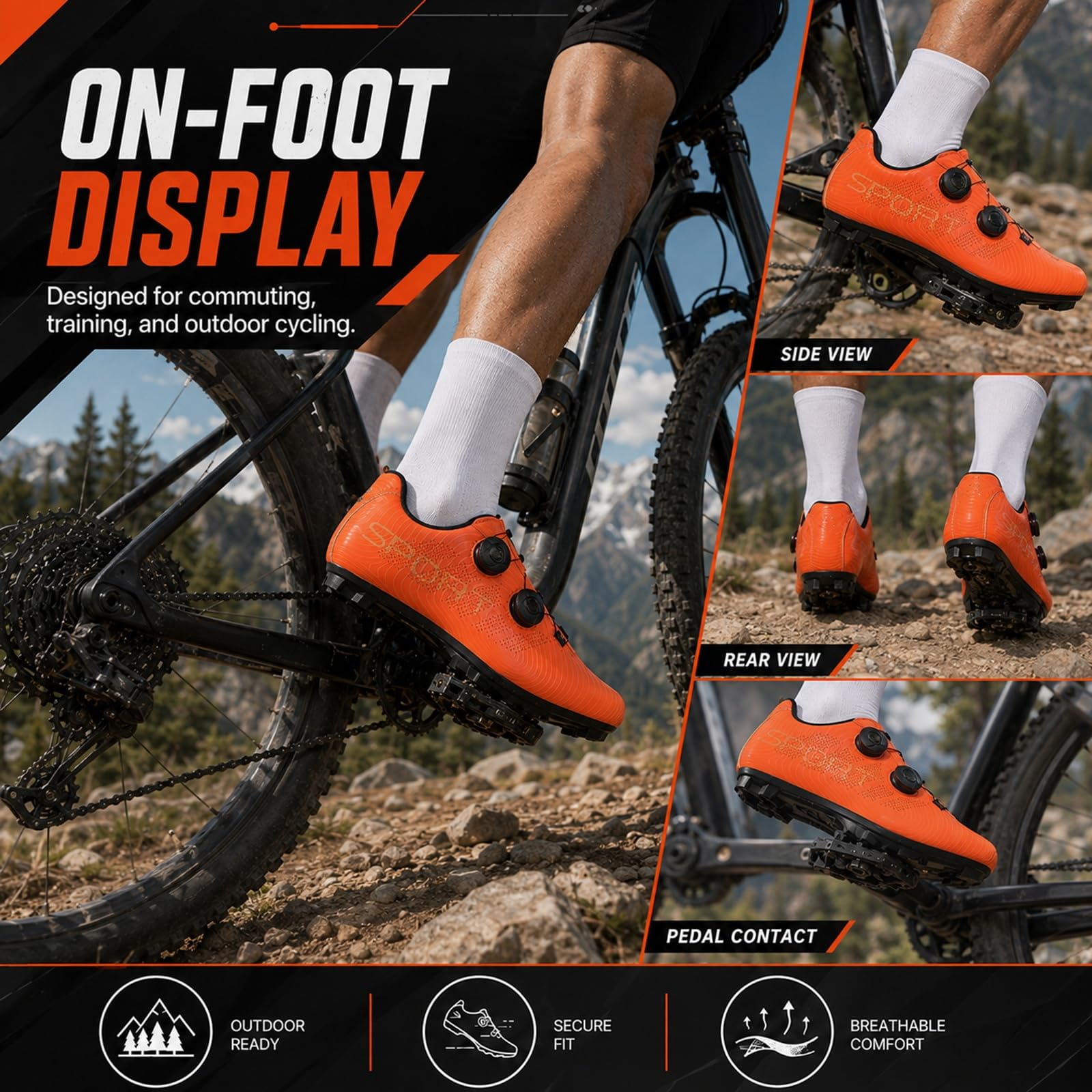 Unisex Scarpe da Ciclismo, Uomo Donna PRO MTB Mountain Bike | Unisex Scarpe Ciclismo, Uomo Donna Mountain Bike, Professionali MTB Suola 2 Fori Compatibili Tutti Pedali SPD