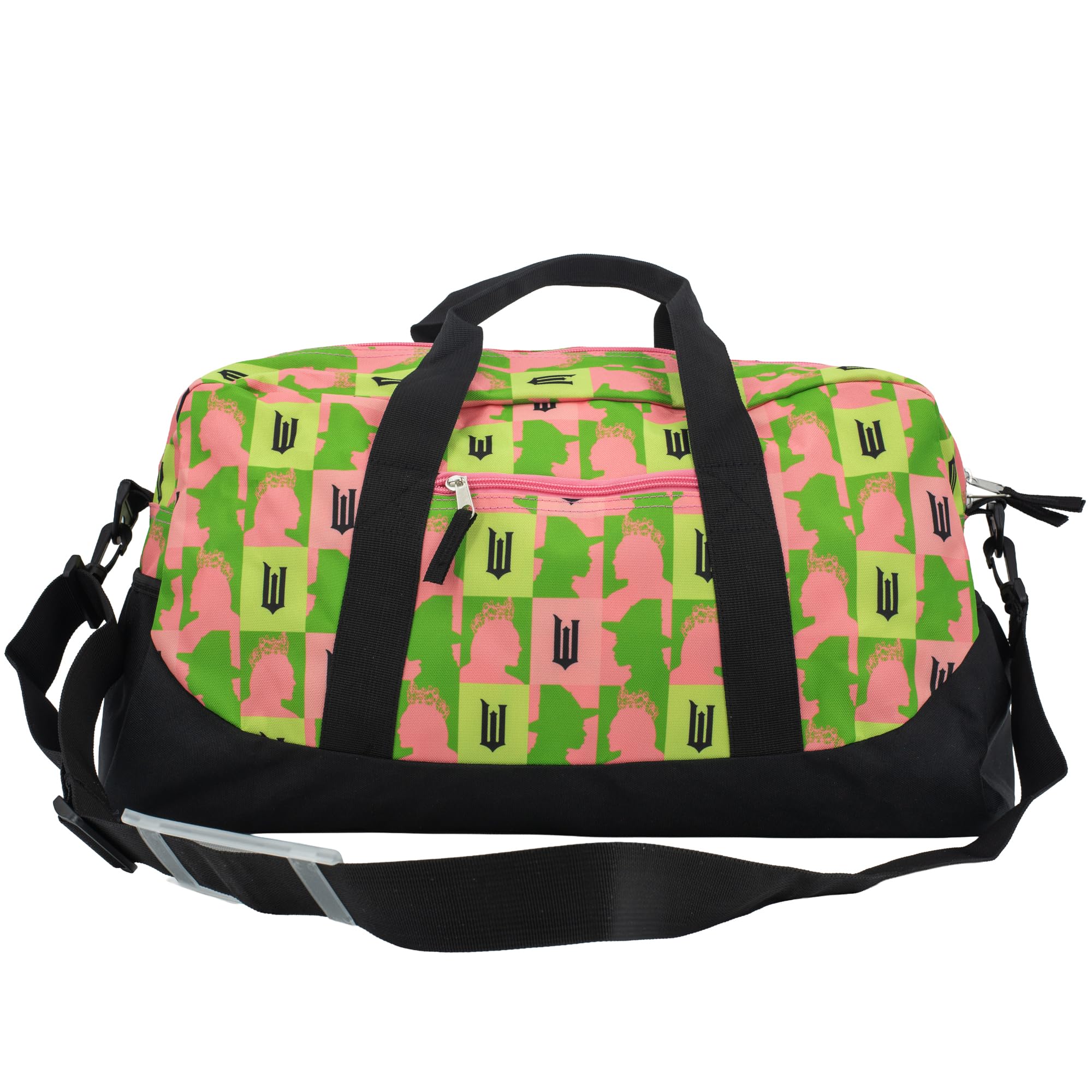 Wicked Duffle Bag, 16 inch Travel Sleepover Weekender Bag for Girls Featuring Galinda & Elphaba, Green & Pink