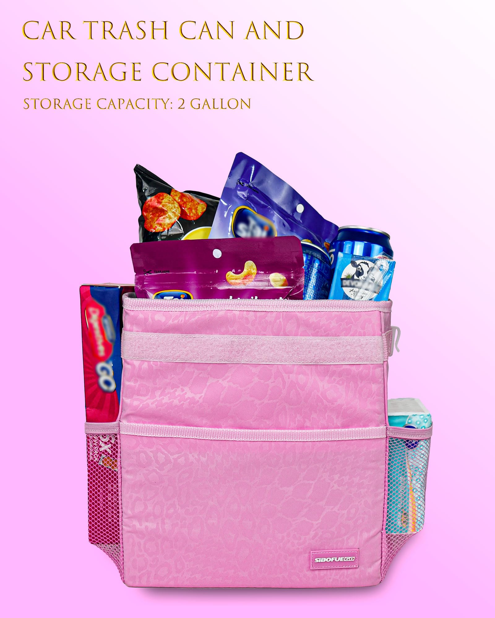 Car Trash Can Cute - Multifunctional Interior Car Accessory for Women Car Organizer and Storage with Adjustable Straps — view 2