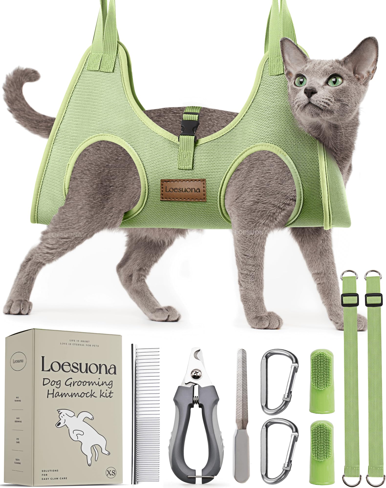 Loesuona Dog Grooming Hammock – for Dogs Cat Grooming Hammock,Dog Sling for Nail Trimming with Dog Nail Clippers for Small Dogs,Dog Hammock for Nail