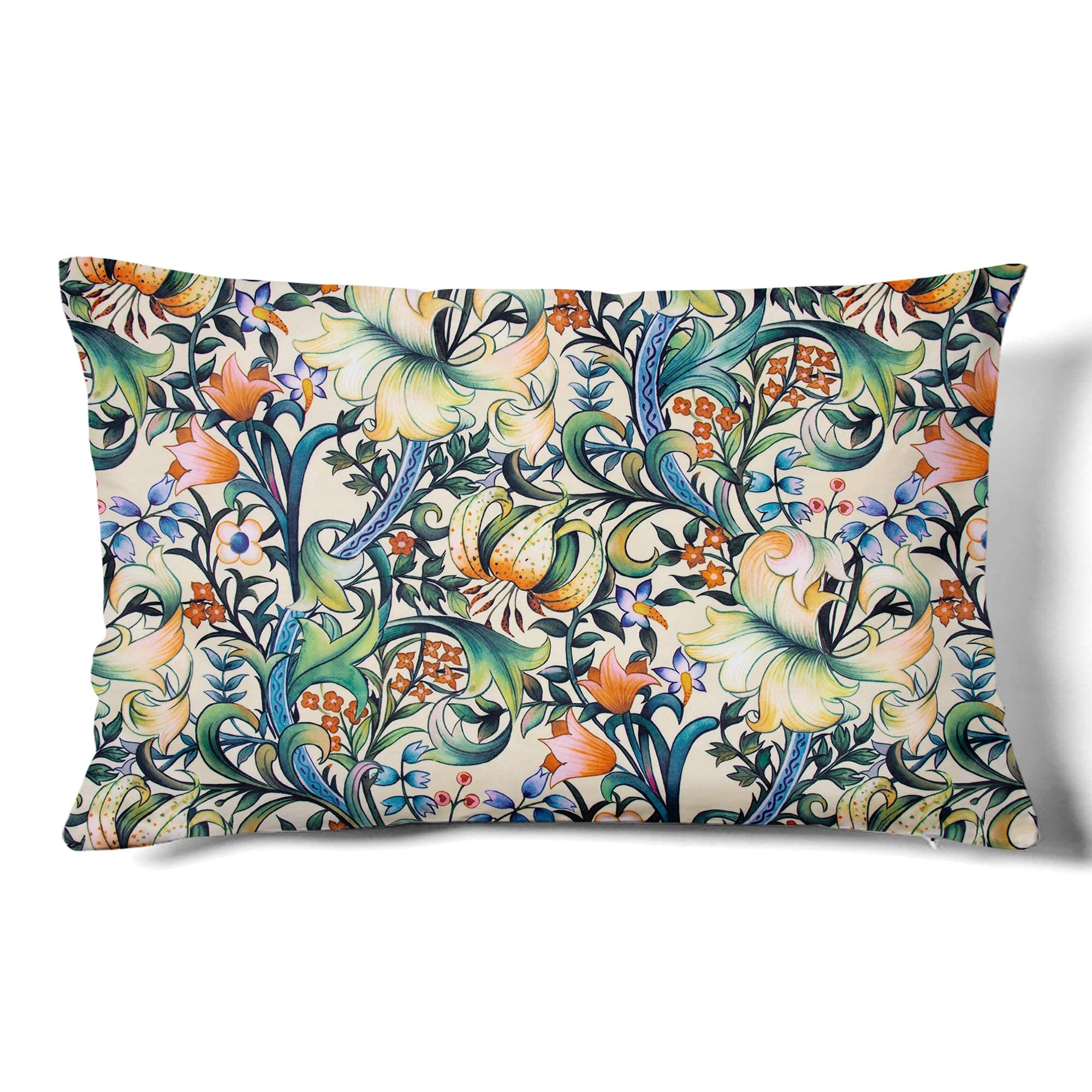 Obal William Morris Cushion Covers Original Design Velvet Pillow Cases Rectangle Decorative Throw Pillow Cover 60cm x 40cm for Sofa Bed Couch Living Room Bedroom (24x16 Inch) Golden Lilies