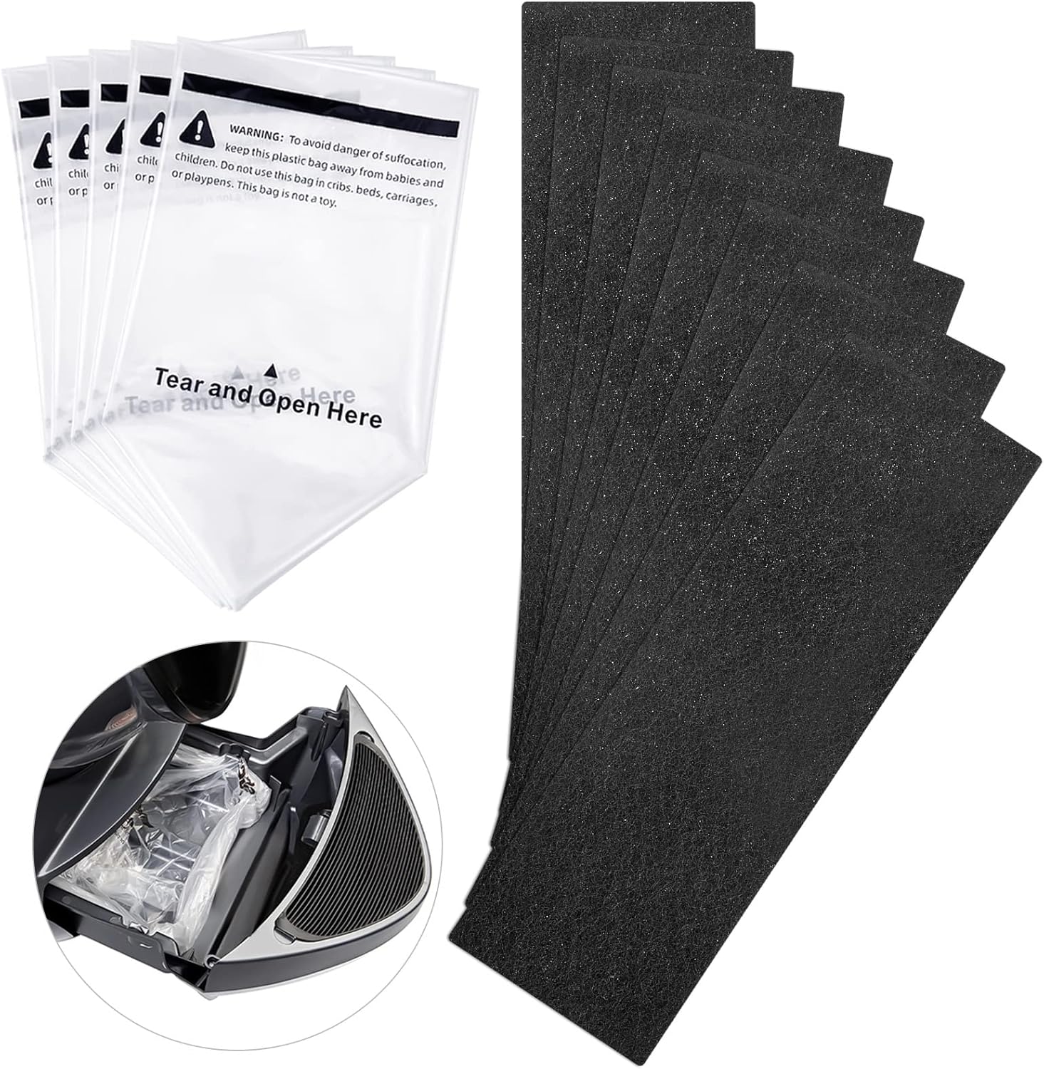 Gueevin 12 Pcs Carbon Activated Charcoal Filter Replacement Filters and 50 Pcs
