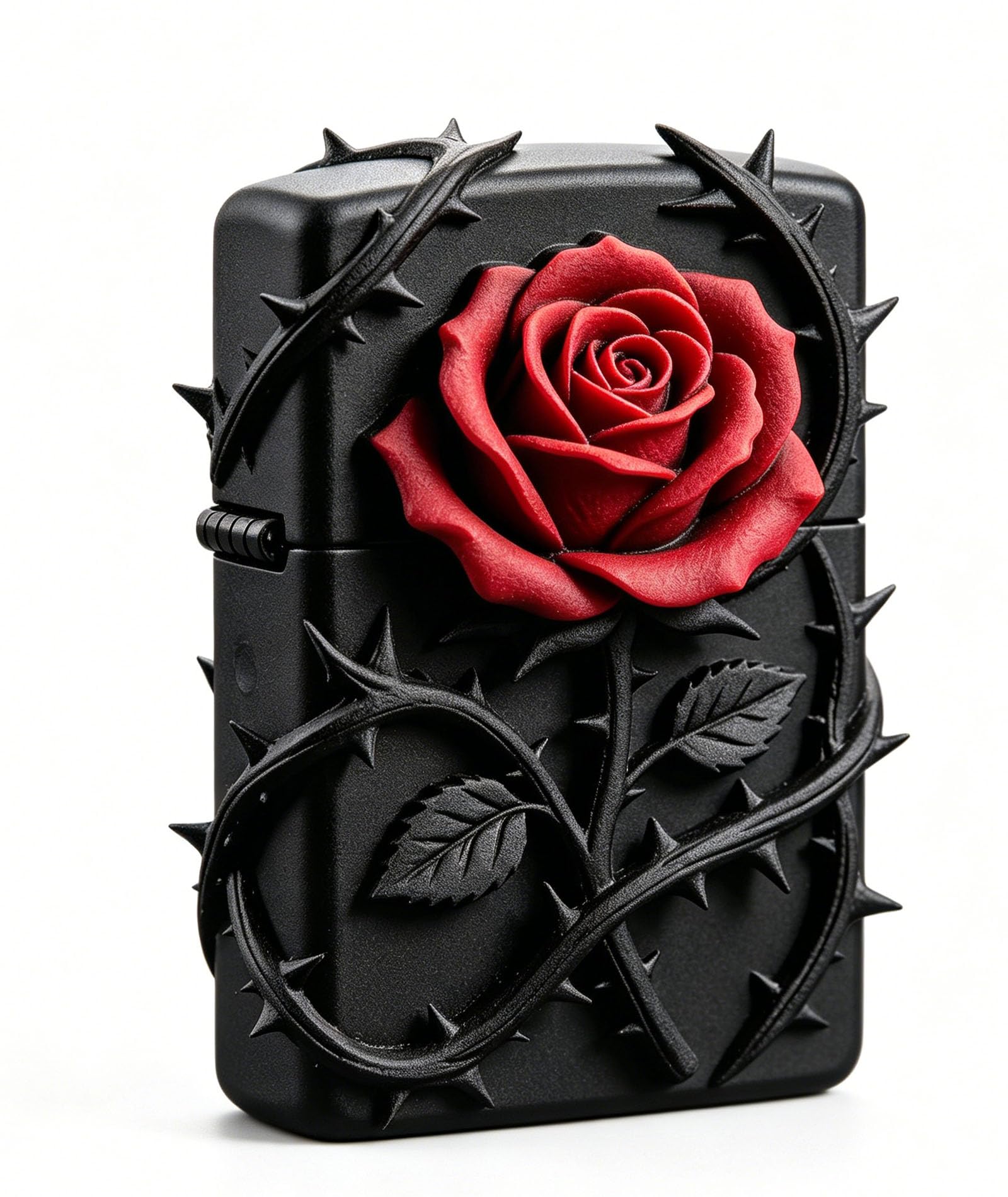 Vintage Trench Lighter Cool Rose Flint Wheel Ignition Kerosene Metal Soft Flame Lighters for Men Women No Fuel (A)